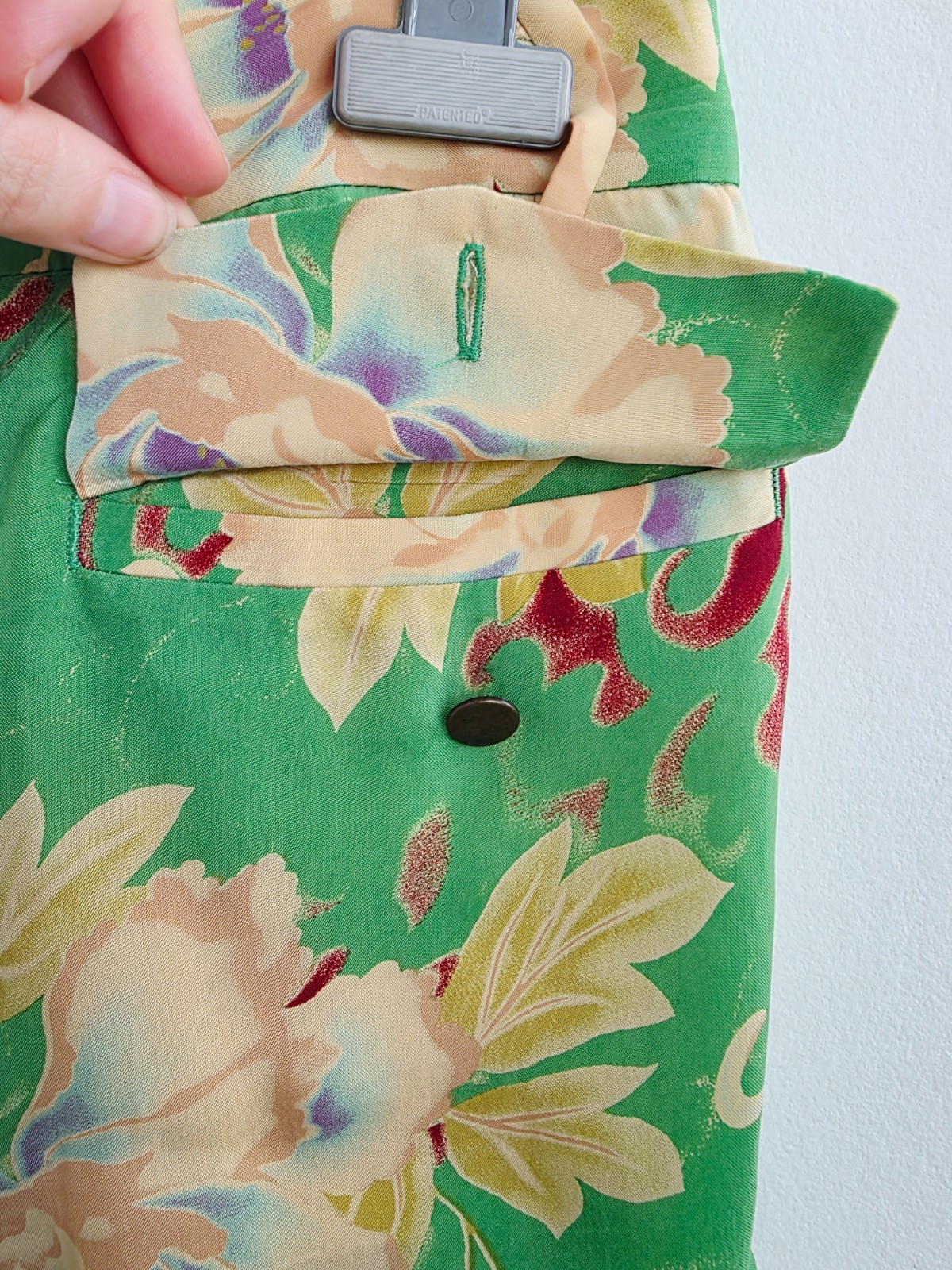 Vintage 2000s Marithé François Girbaud Floral Pants, Green Wide Leg Trousers, Ma