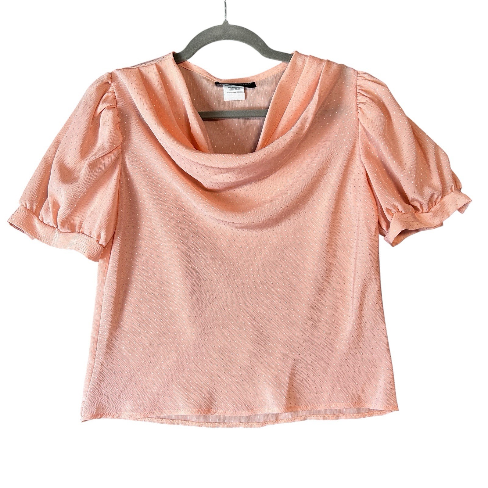 Y2K Rally Tomato Large Ethereal Blush Pink Cowl Neck Blouse Coquette Soft Girl