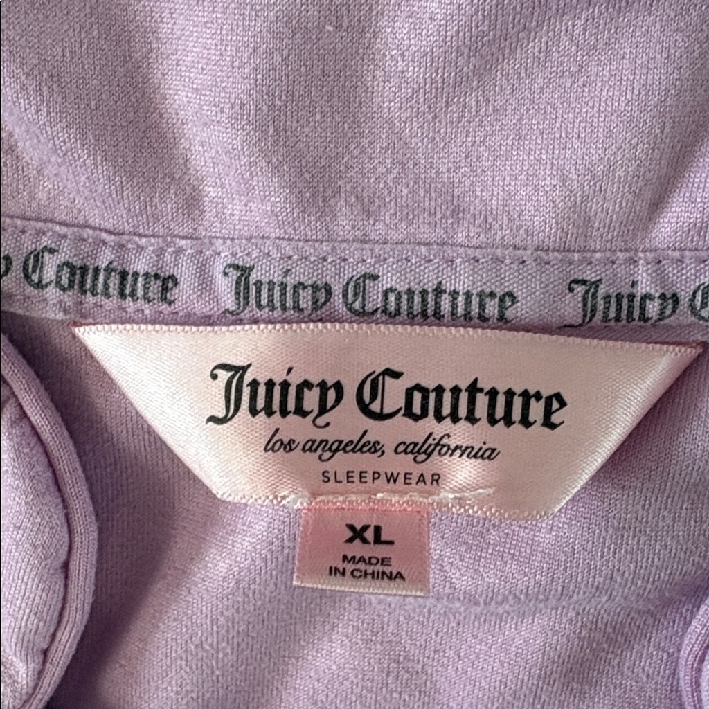 Juicy Couture Light Purple Button Down Sleepwear Shirt Size XL Vintage Velour