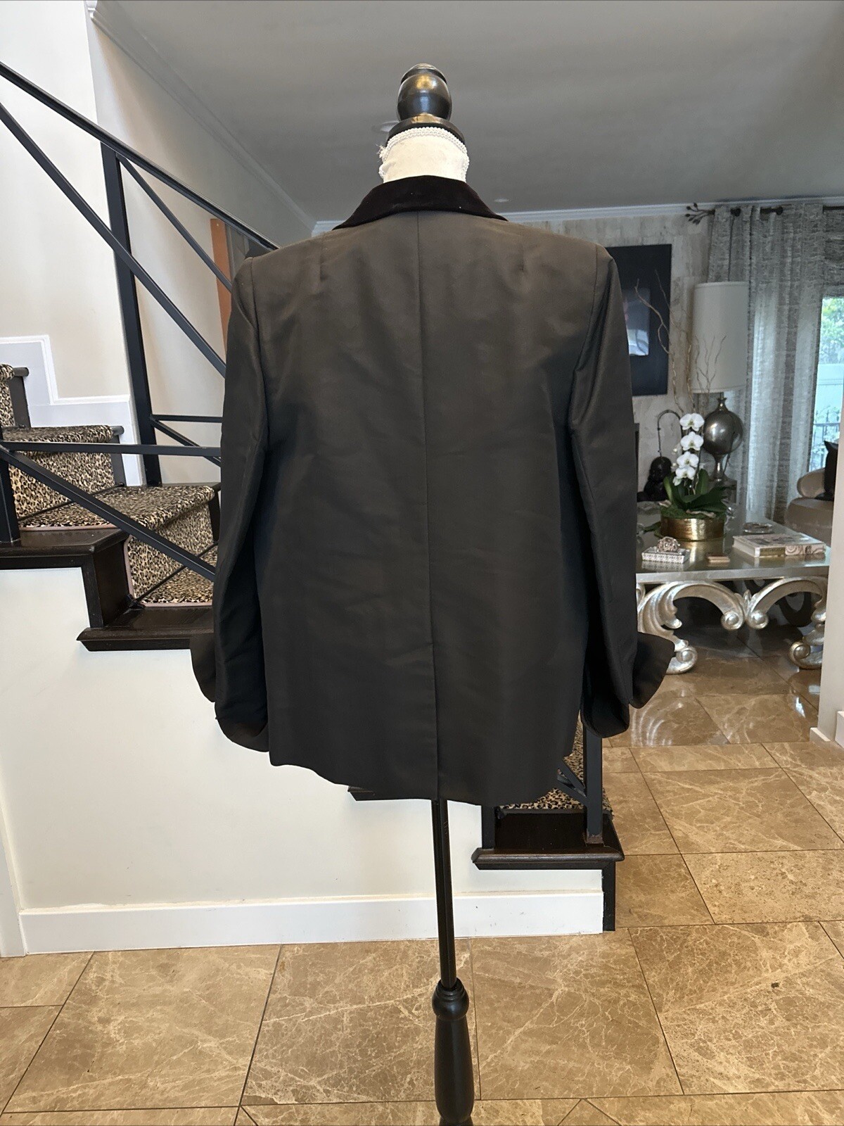 Bonwit Teller 40s Black Silk Faille & Beaded Velvet Lapel Jacket M