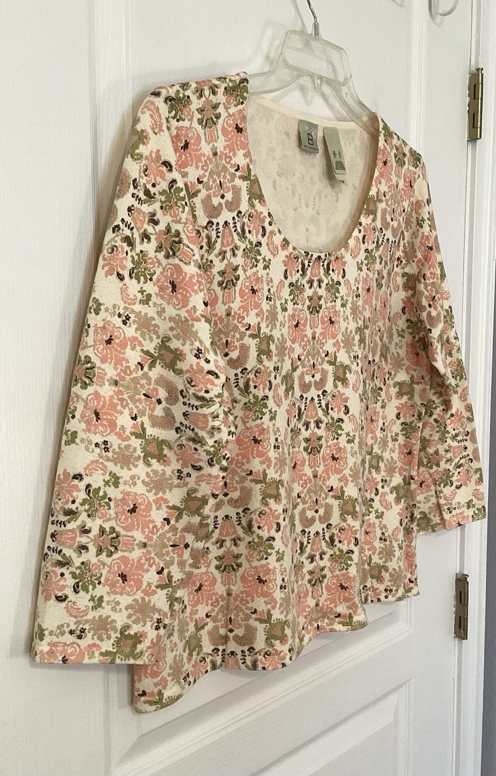 VTG Y2K Belongings Top XL Muted Floral Damask Knit 90’s Made In Hong Kong NWOT