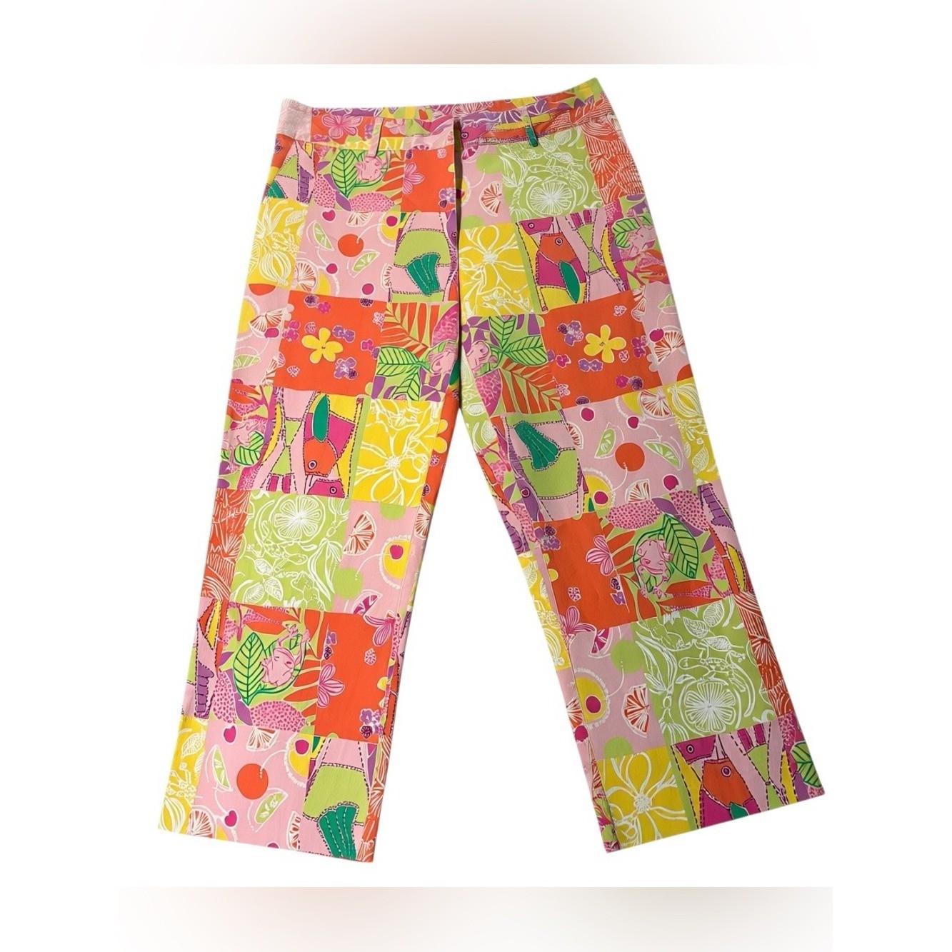 Vintage Lilly Pulitzer White Tag Patchwork Capri 10 Tropical Resort Preppy SEC