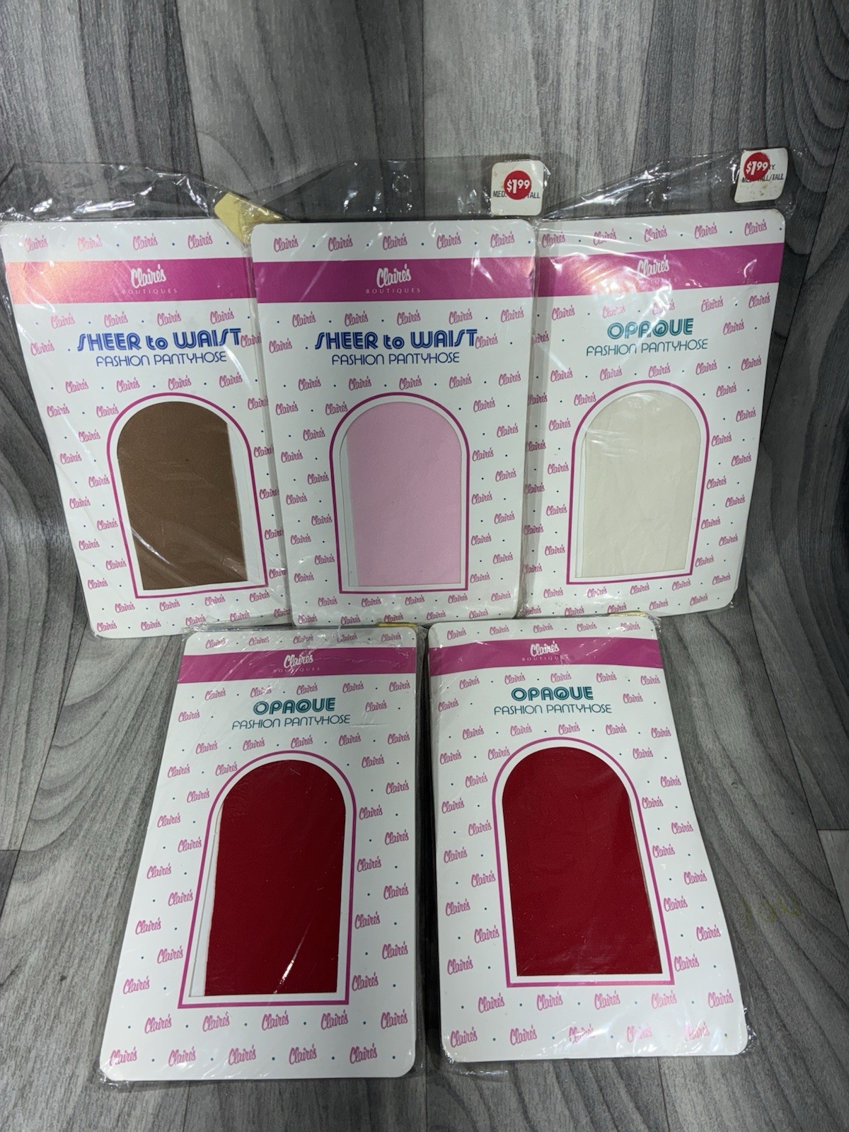 Vintage 90s Claire’s Boutique, M Tall Pantyhose Various Colors 5 pc Lot