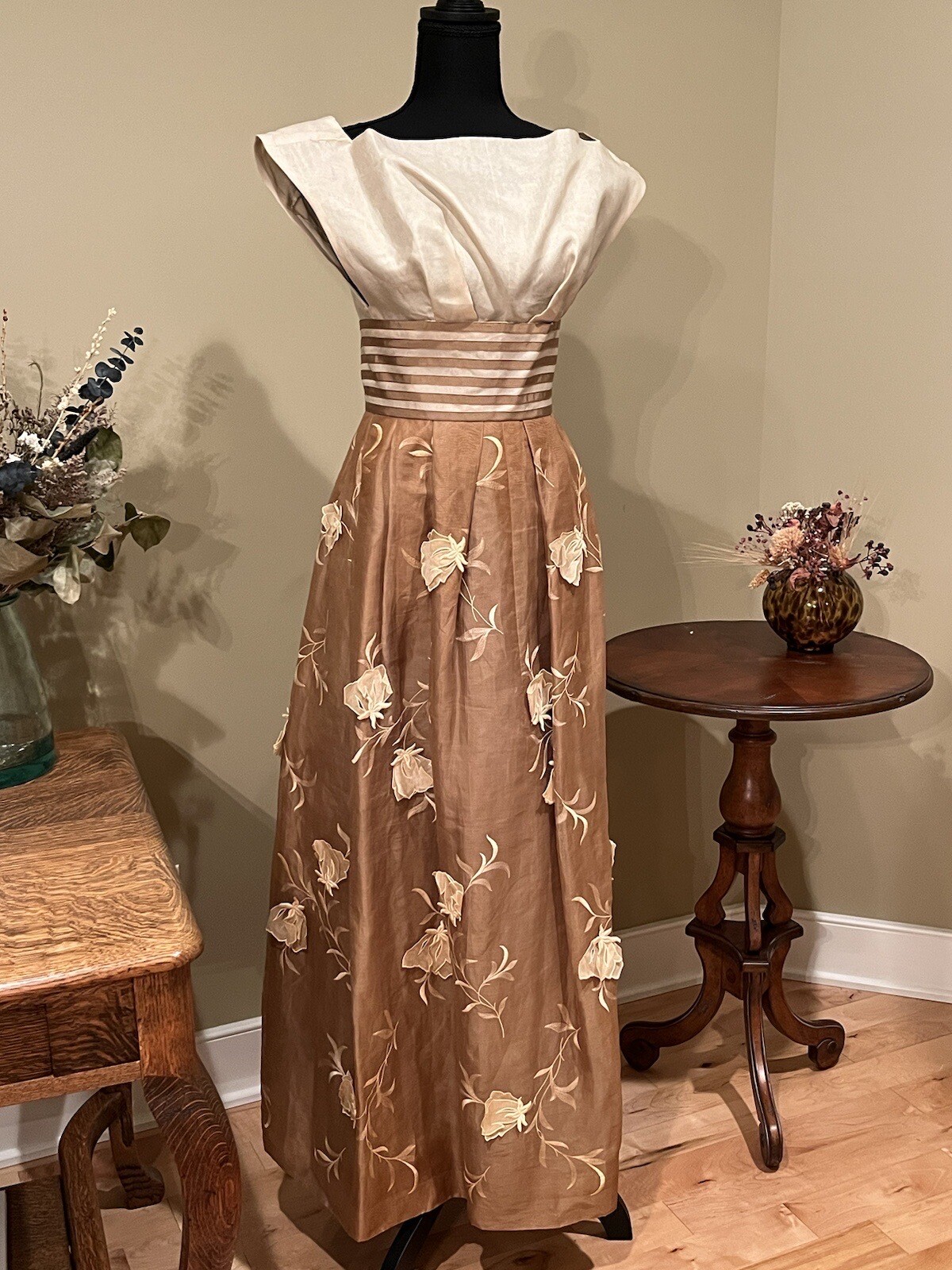 Hattie Carnegie Maxi Gown 1950s, Handmade, Hand-sewn, Couture, Size S