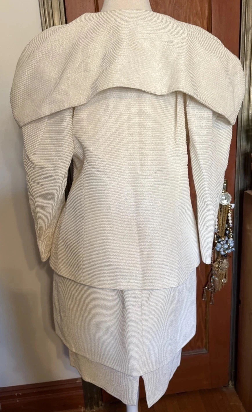 Vintage Custom Made Dramatic Dynasty Shoulder Bridal Two Piece Suit Set