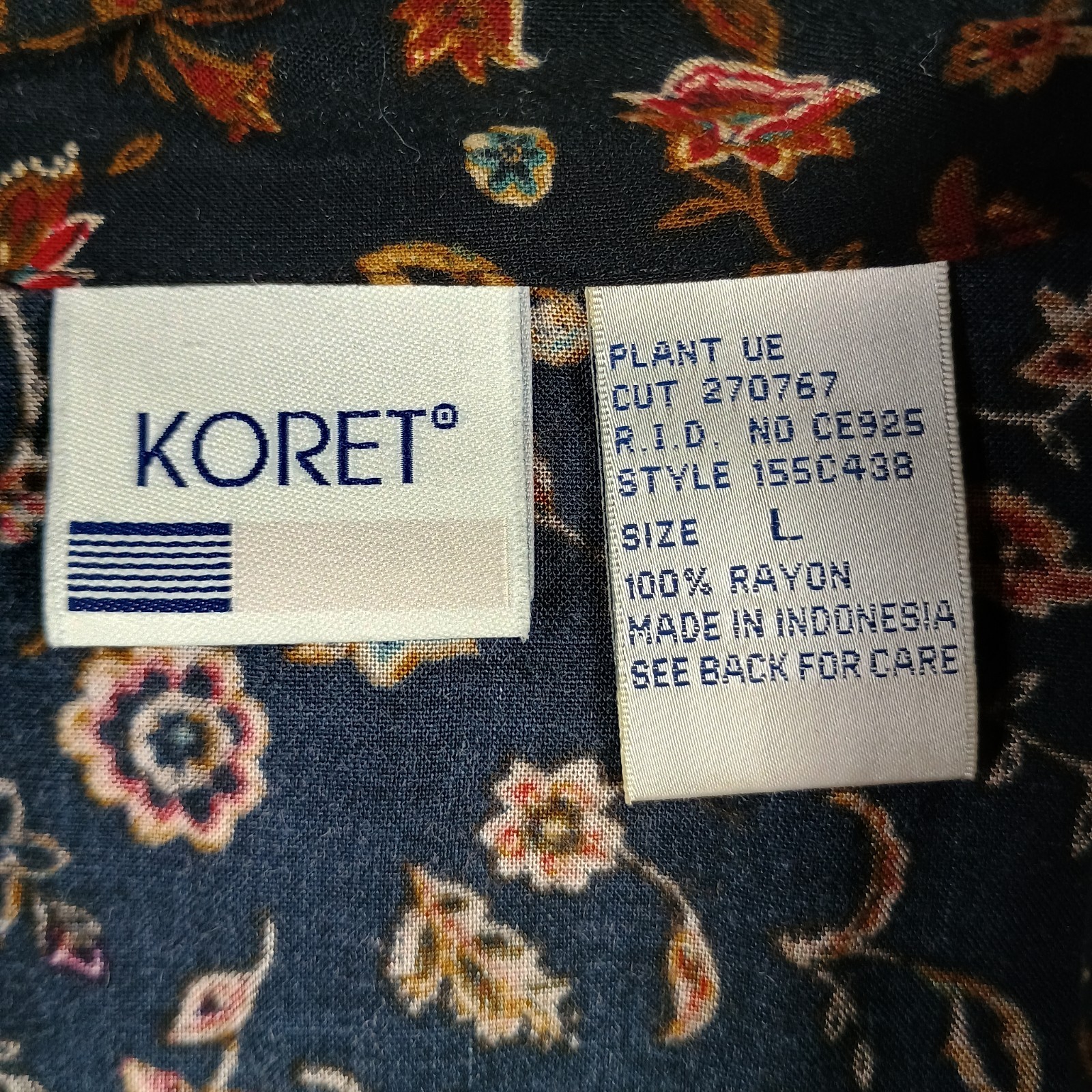 Vtg 90s Koret Patchwork Button Up Shirt Large Rayon Paisley Floral Shoulder Pads
