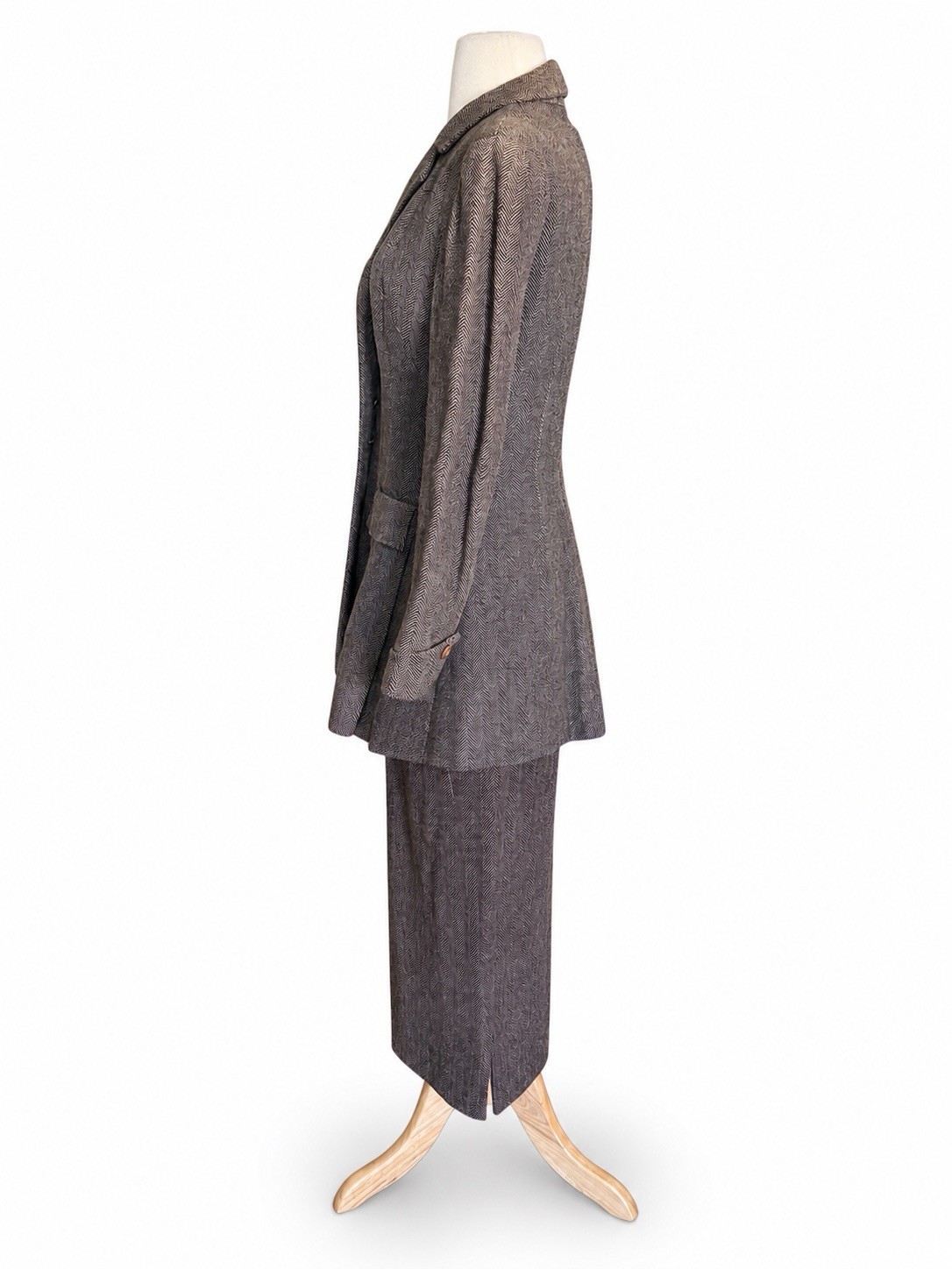 Vintage 1930s Womens Herringbone Wool Dress Suit Warner Bros “Down The Stretch”