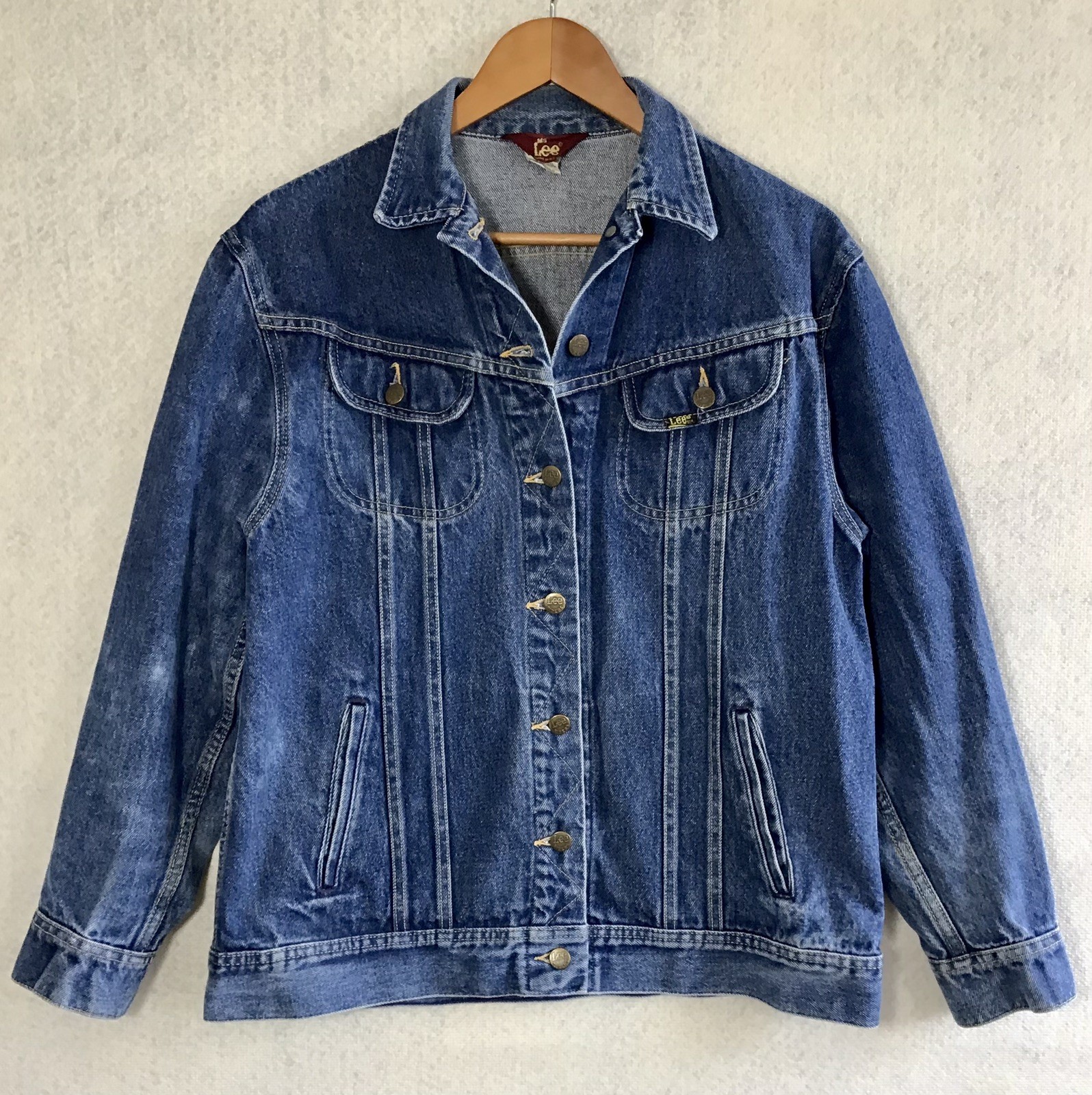 EUC Vintage 80s Ms Lee Oversized 11/12 100% Cotton Denim Jean Trucker Jacket A13