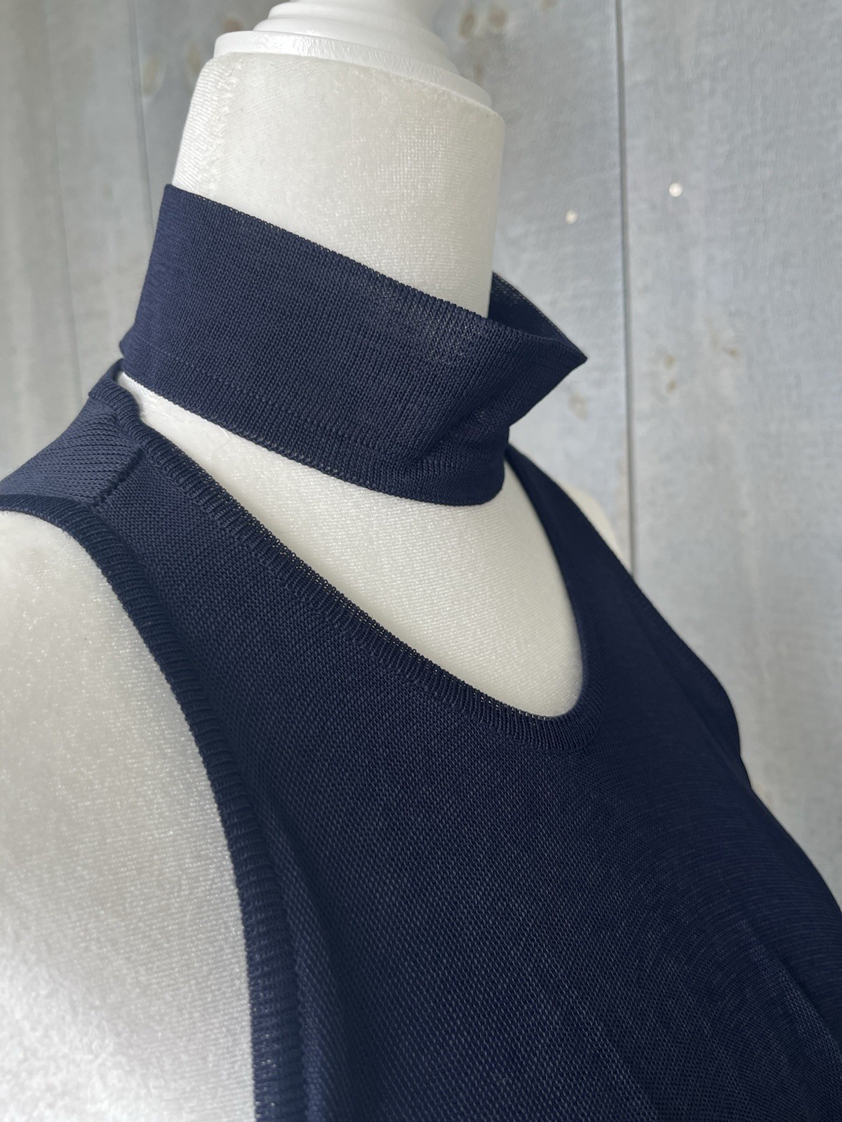 Vintage 80s Marina Spadafora 2 Pc Set Skirt Sleeveless Blouse Choker Neck Blue M