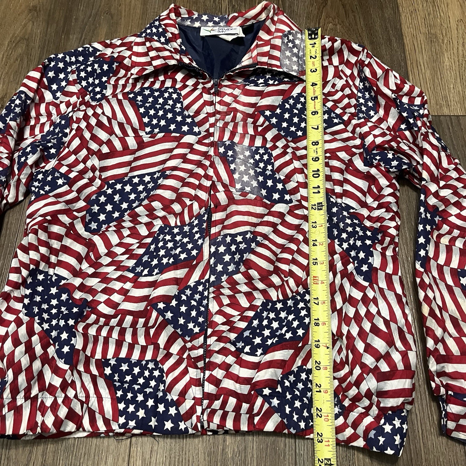 VTG Paradise Bay American Flag Jacket Adult M USA Made Patriotic Stars Stripes