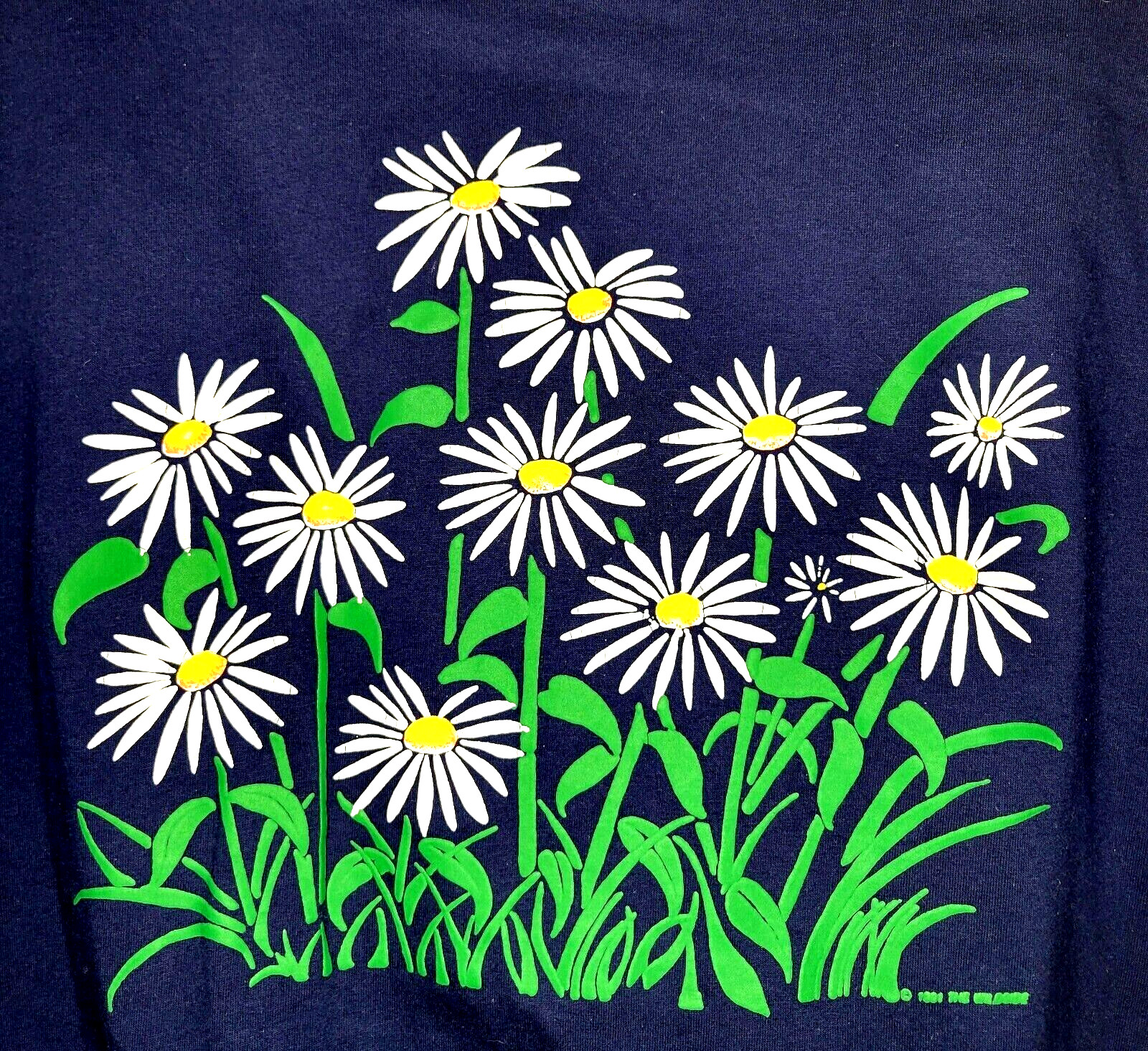 Vintage Daisy Flower T-Shirt Blue Women&rsquo;s XL Single Stitch Boxy Botany USA 90s