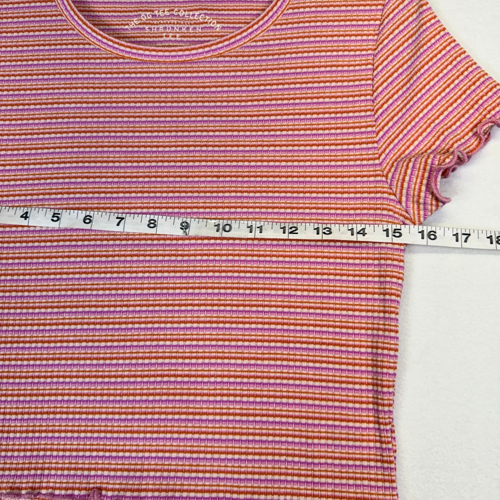 Y2K Aeropostale Shrunken Tee Ribbed Lettuce Edge Crop Top S Preppy 90&rsquo;s Retro