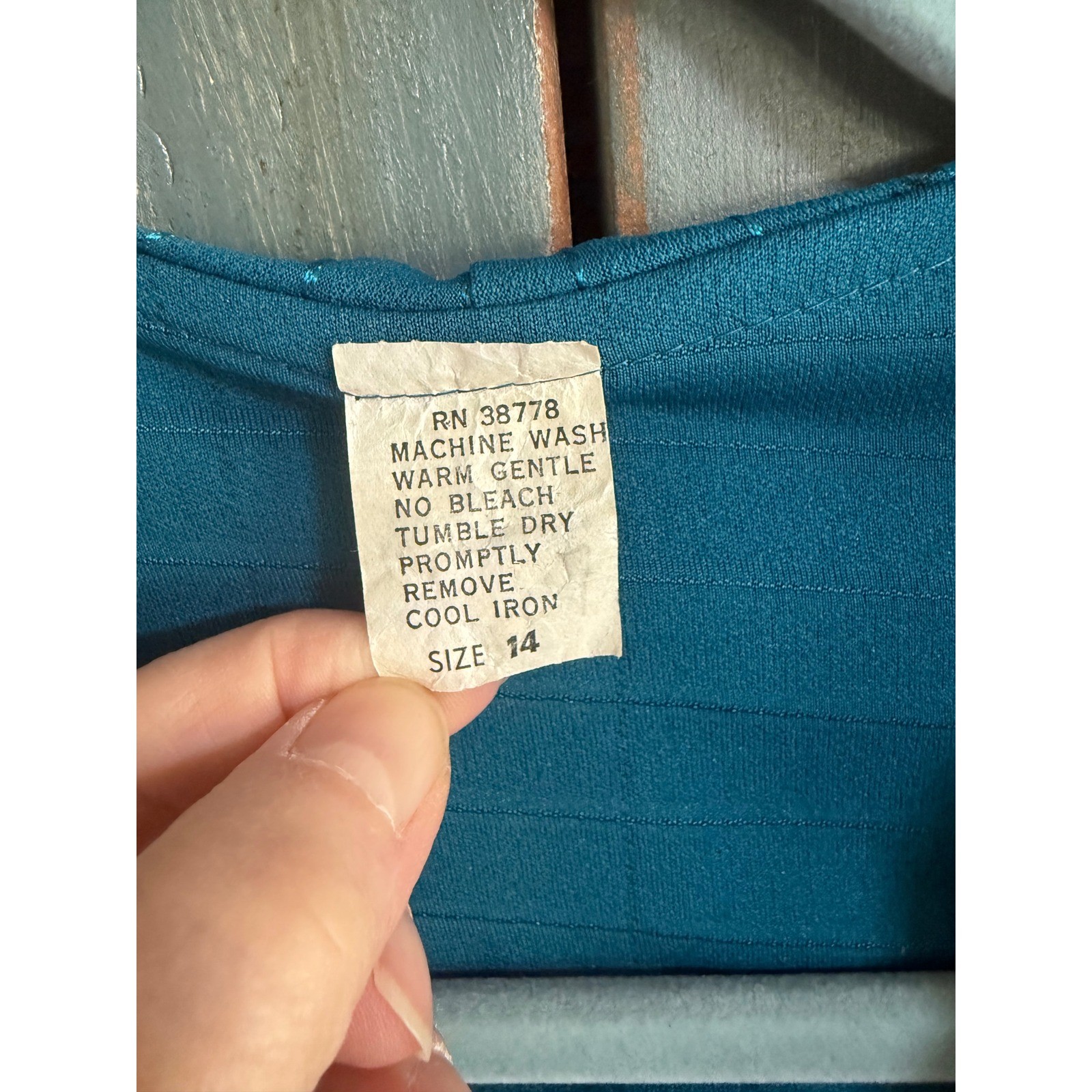 Vintage 80s Teal Blue Metallic Peplum Midi Dress Ruffle V-Neck 14 Cottagecore