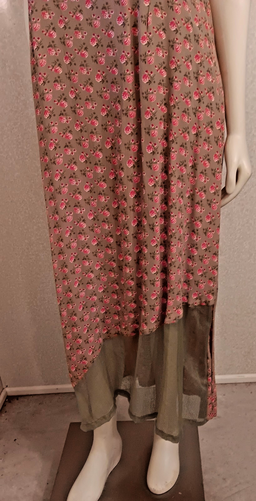 Vtg April Cornell, Rayon Midi/Maxi Summer Dress, Pistachio/Raspberry Red, NWT, L