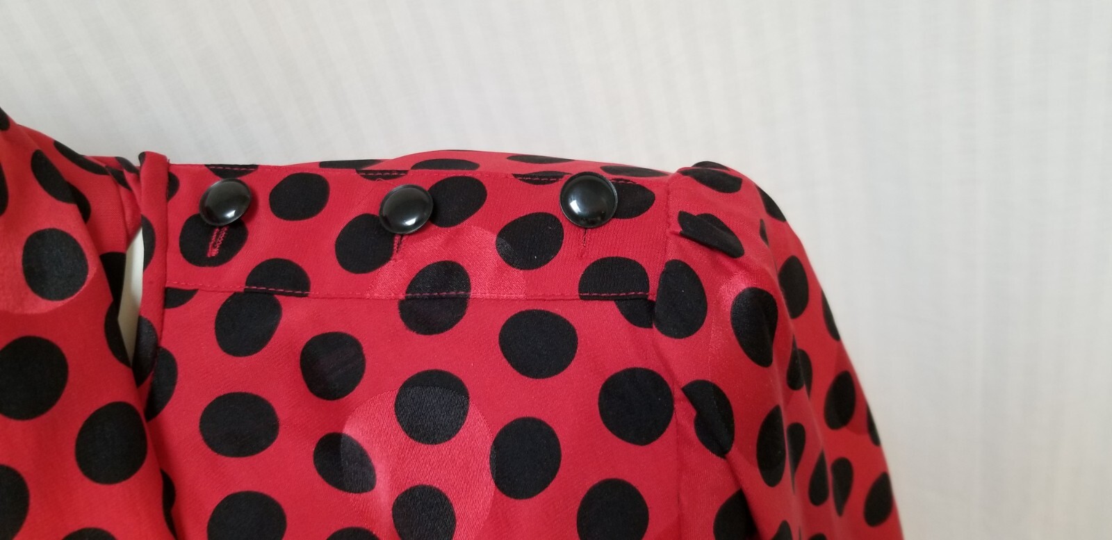 Vintage 1980&rsquo;s Emanuel Ungaro Red Black Polka Dot Silk Dress – Size S/M