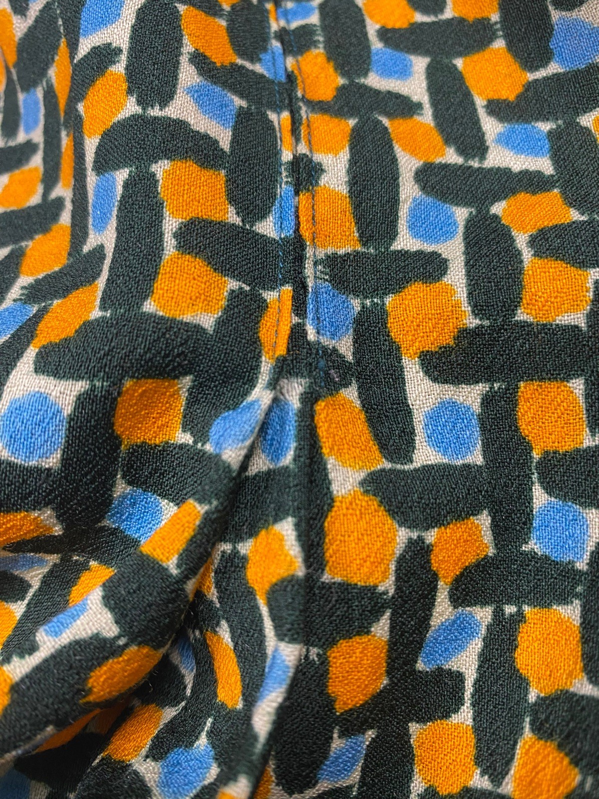 Yves Saint Laurent Fall 1973 Blue Yellow Print Flared Skirt FR 38 Vintage 1970’s