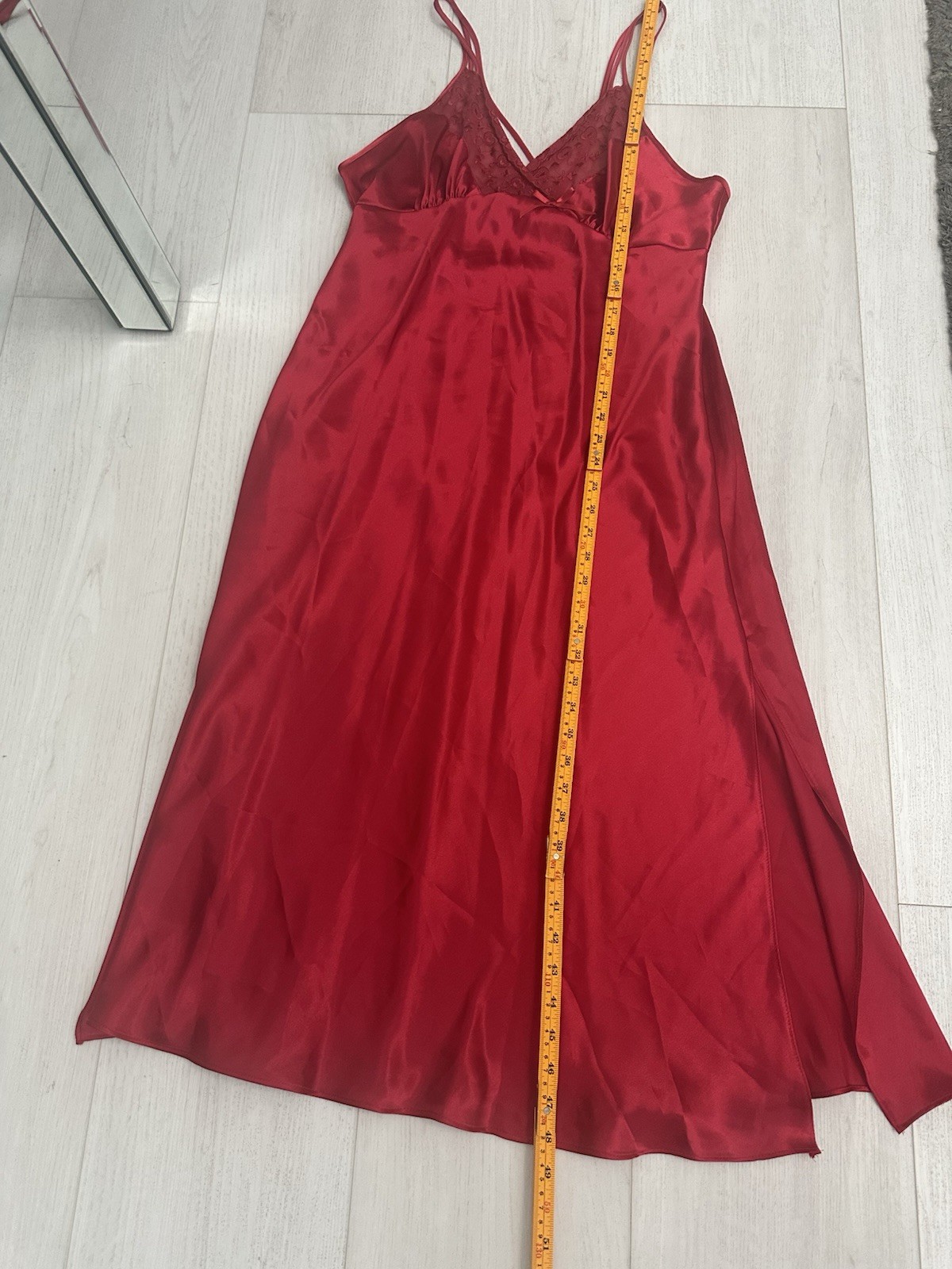 Vintage Gilligan O&rsquo;Malley Camisole Long Nightgown Lingerie Sz L – Red Side Slits