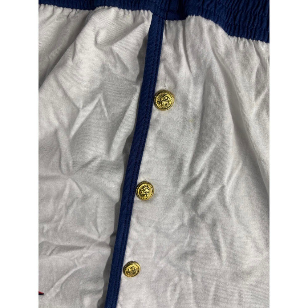 PennyLane Vintage Romper Button Nautical Coastal Cruise Resort Blue white S/M