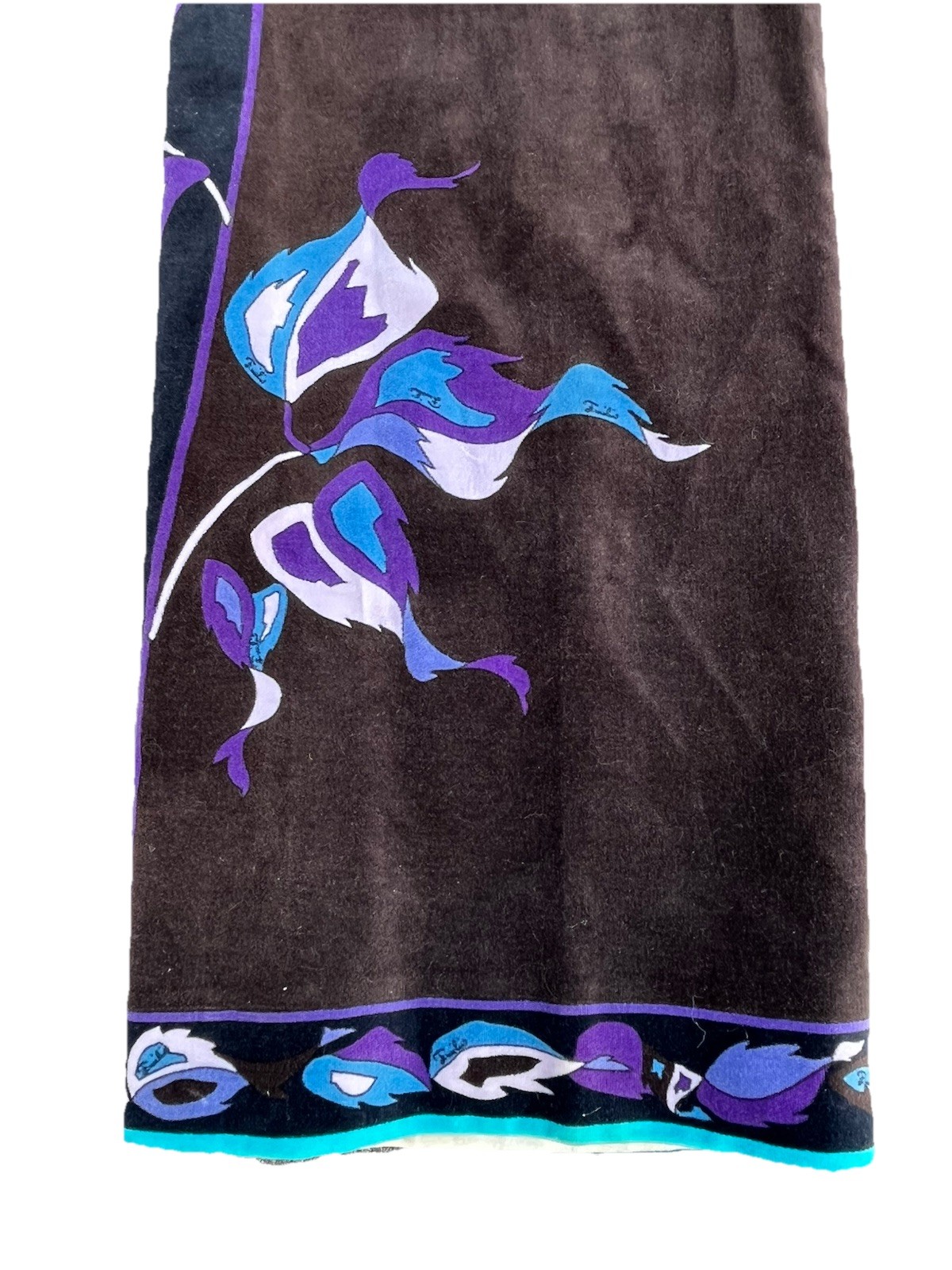 EMILIO PUCCI c.1960-70’sMulticolor Rose Silk Velvet Palazzo Wide Leg Pants S