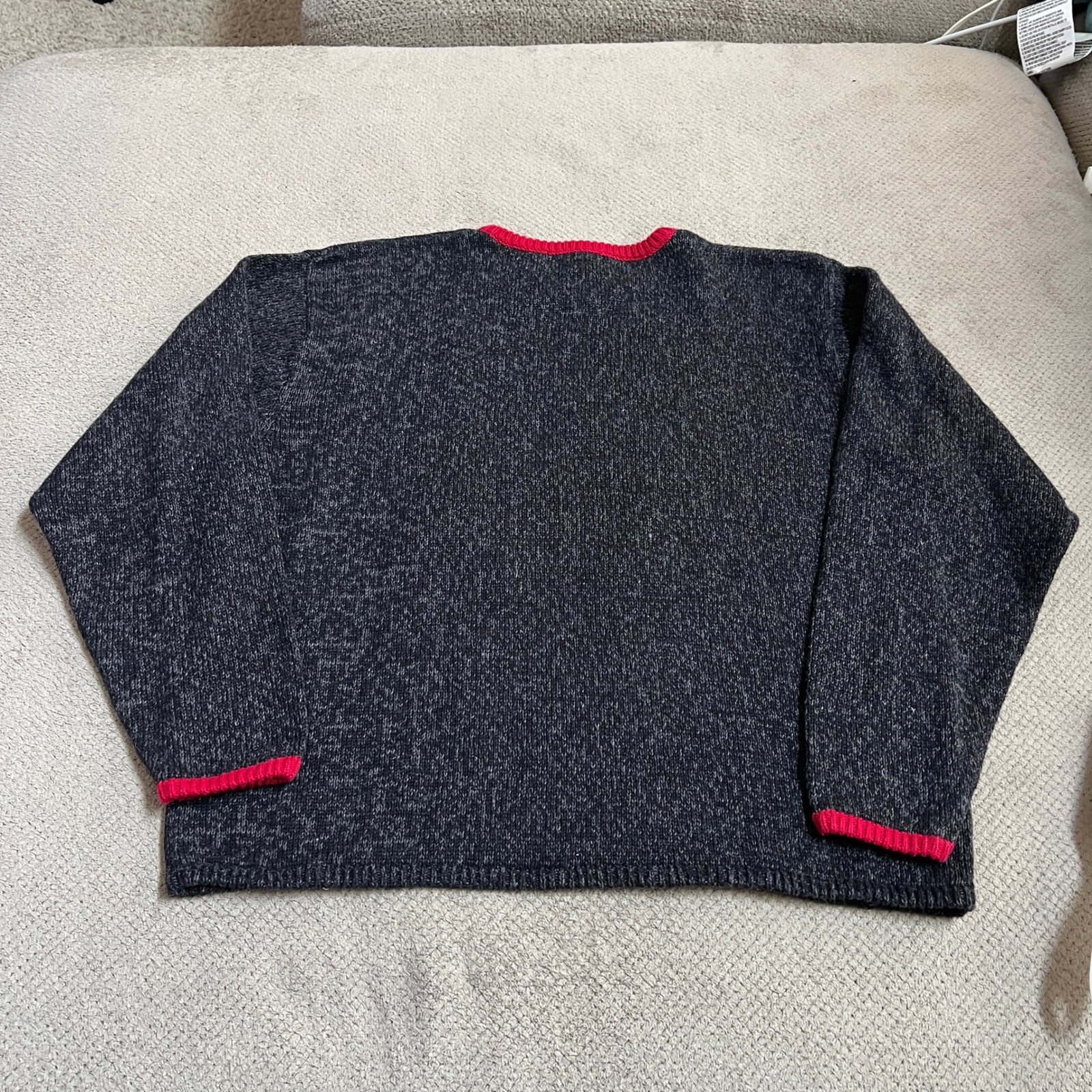 Vintage 1990s Timberlea Sheep Knit Sweater Black Red Large TF048 NWT