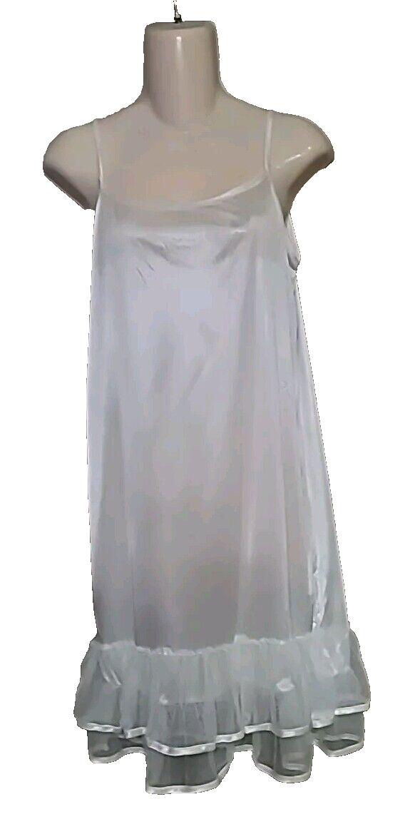 Vtg Melody Satin Full Dress Slip Double Tulle Ruffle Bottom Med READ