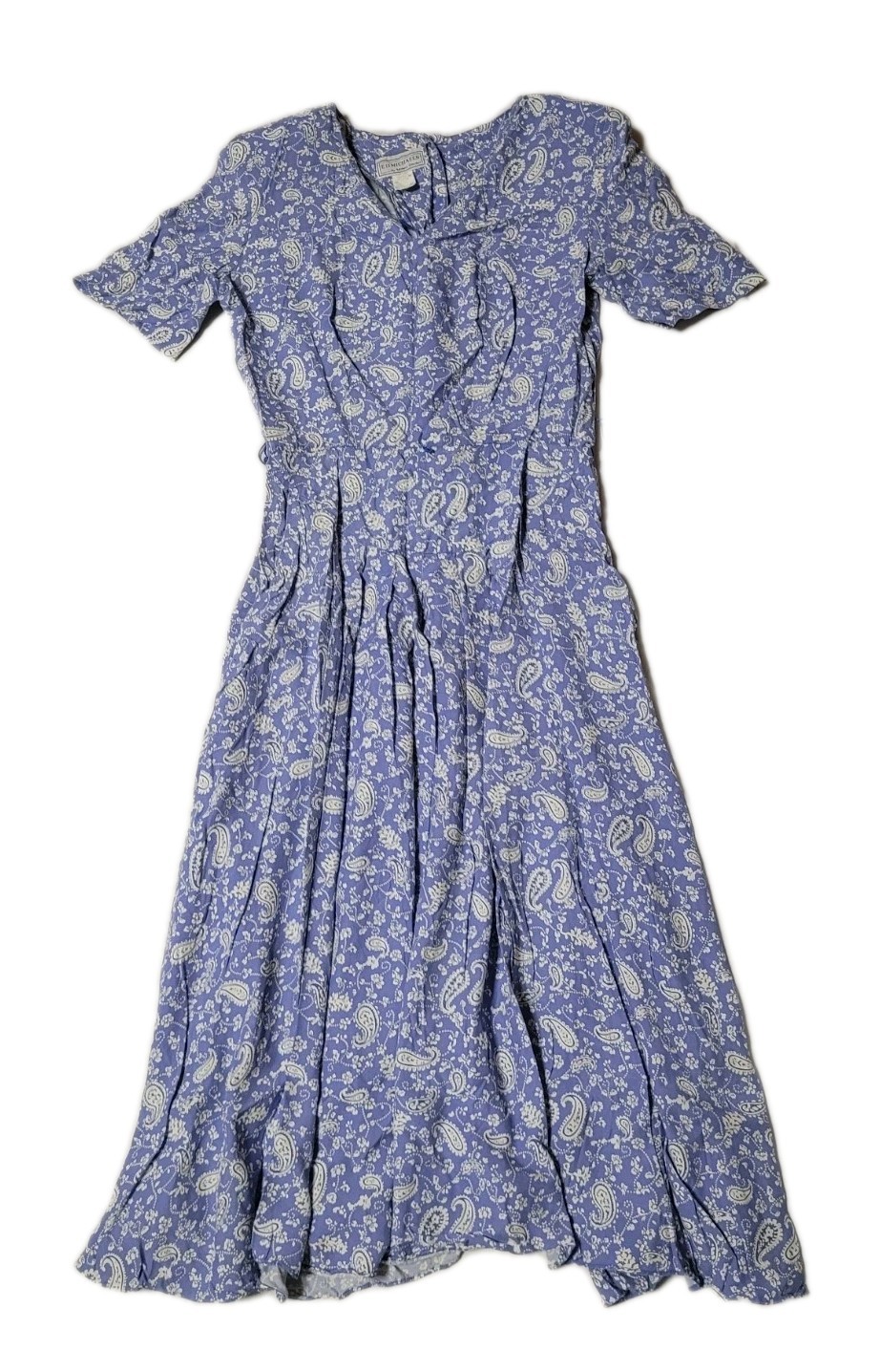 Vintage &rsquo;80s ED Michaels Dress Size 10 Blue Tea Garden Floral Dress