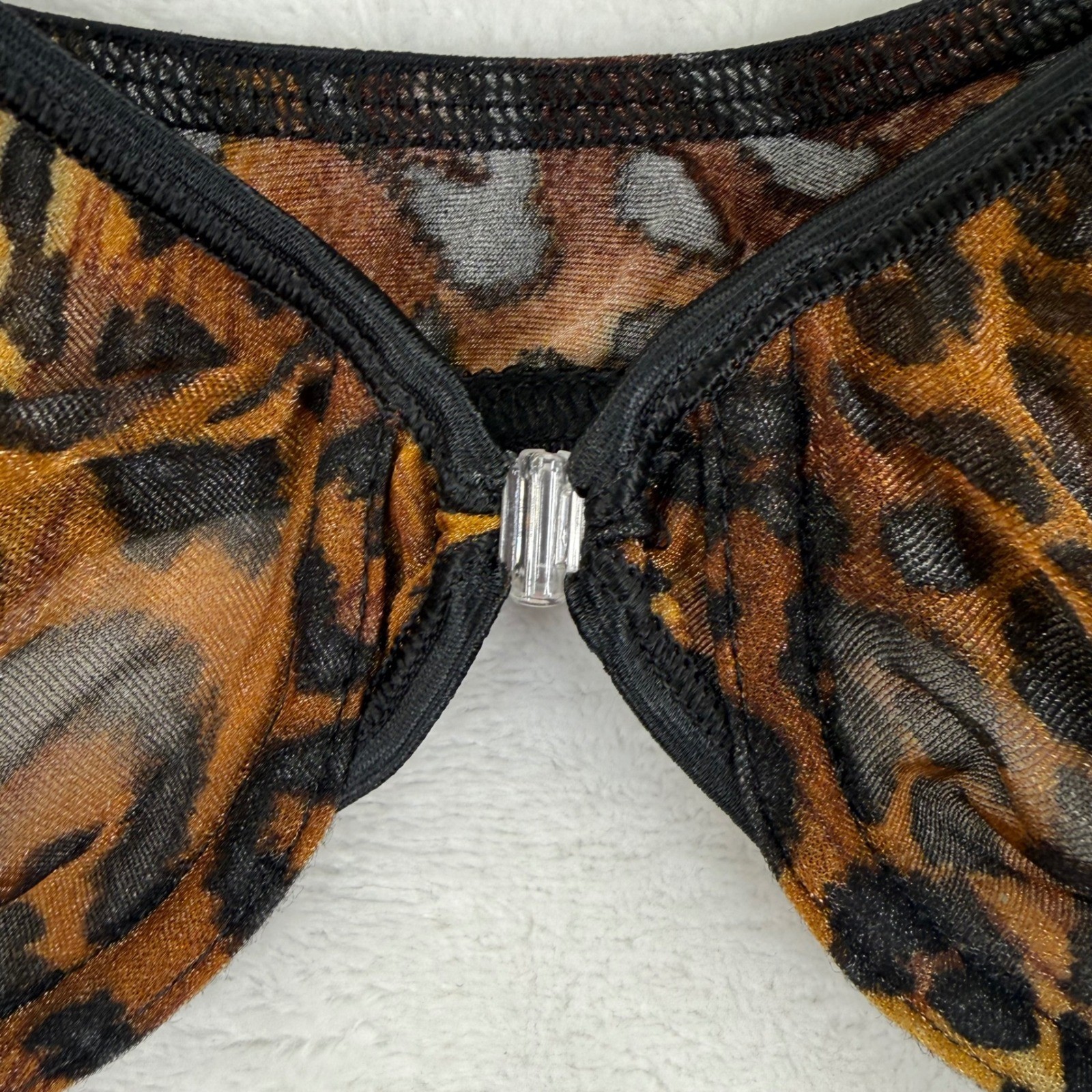 Van Raalte Vintage Leopard Print Sheer Mesh Front Close Bra Brown 34B 89254