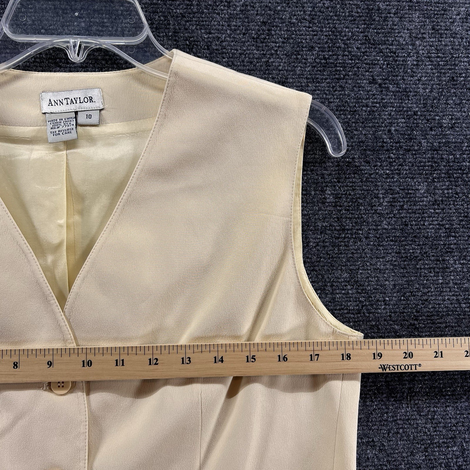 Vtg Ann Taylor Sz 10 100% Silk Vest Top Pale Yellow Poetcore Old Money Tailored