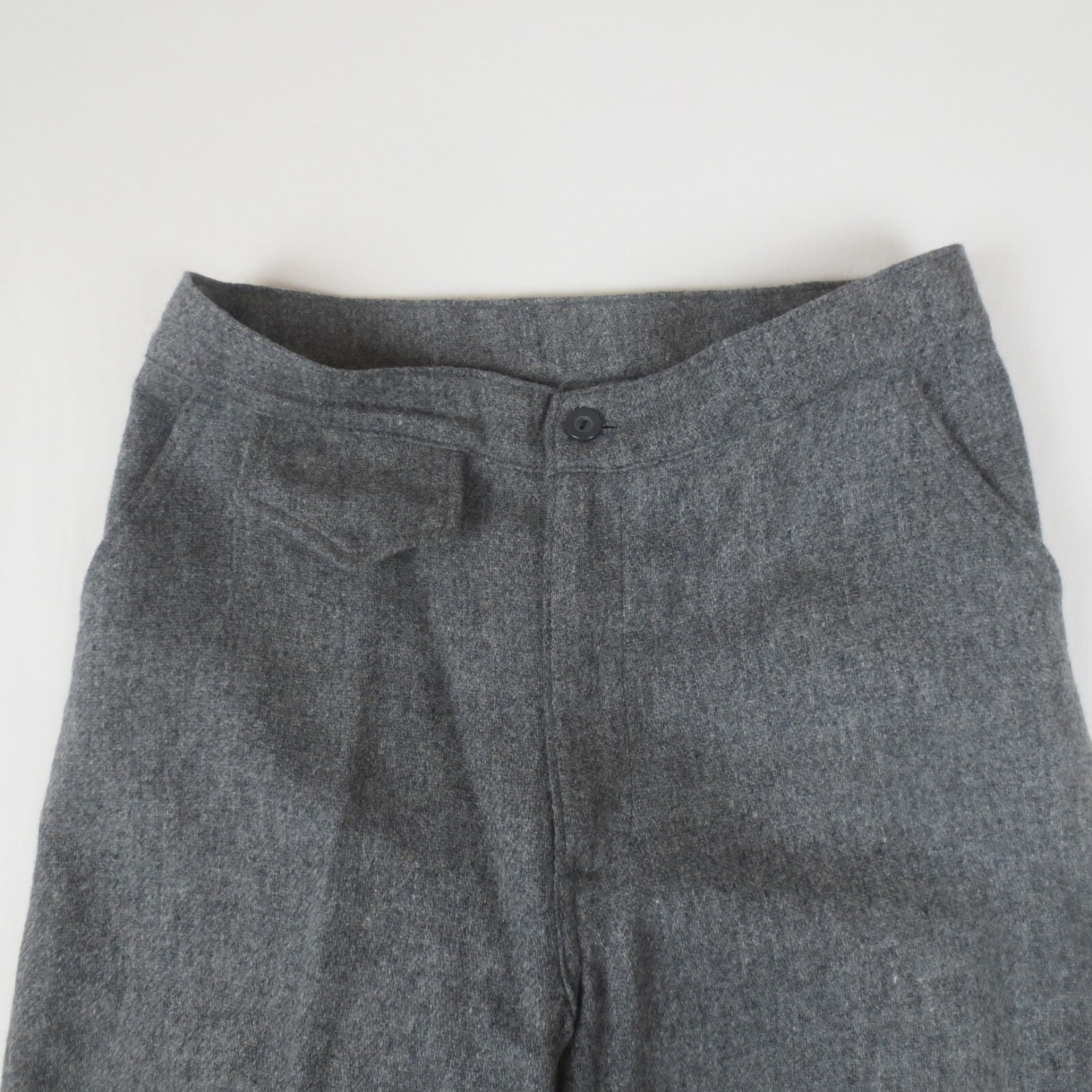 Vintage 70s Levis Pants 28×30 Gray Wool Blend High Waist Wide Leg Flared Cuffed