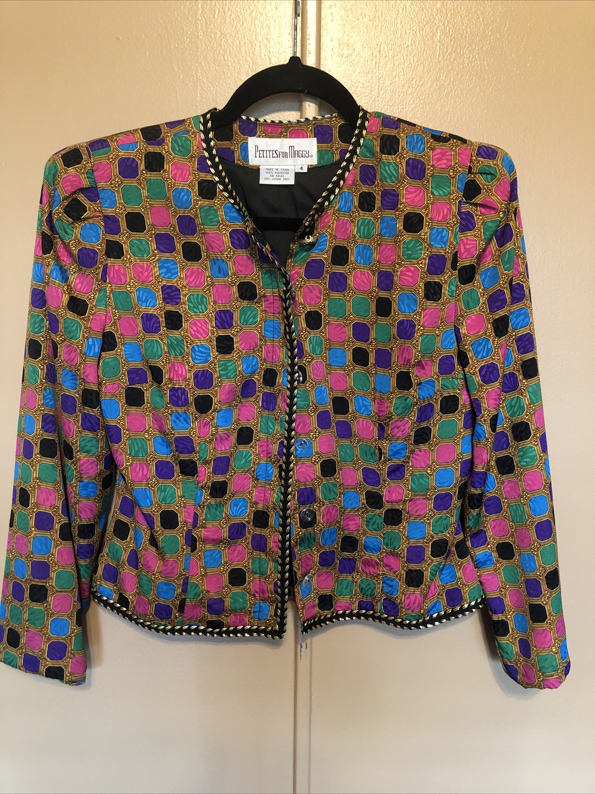 Vintage Petites for Maggy polyester 80’s shirt Blouse Office Silky Button Up