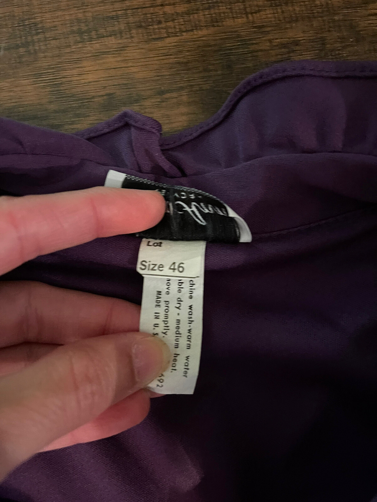 Vintage Risa Ann New York Polyester Purple Dress Made In USA Sz:46