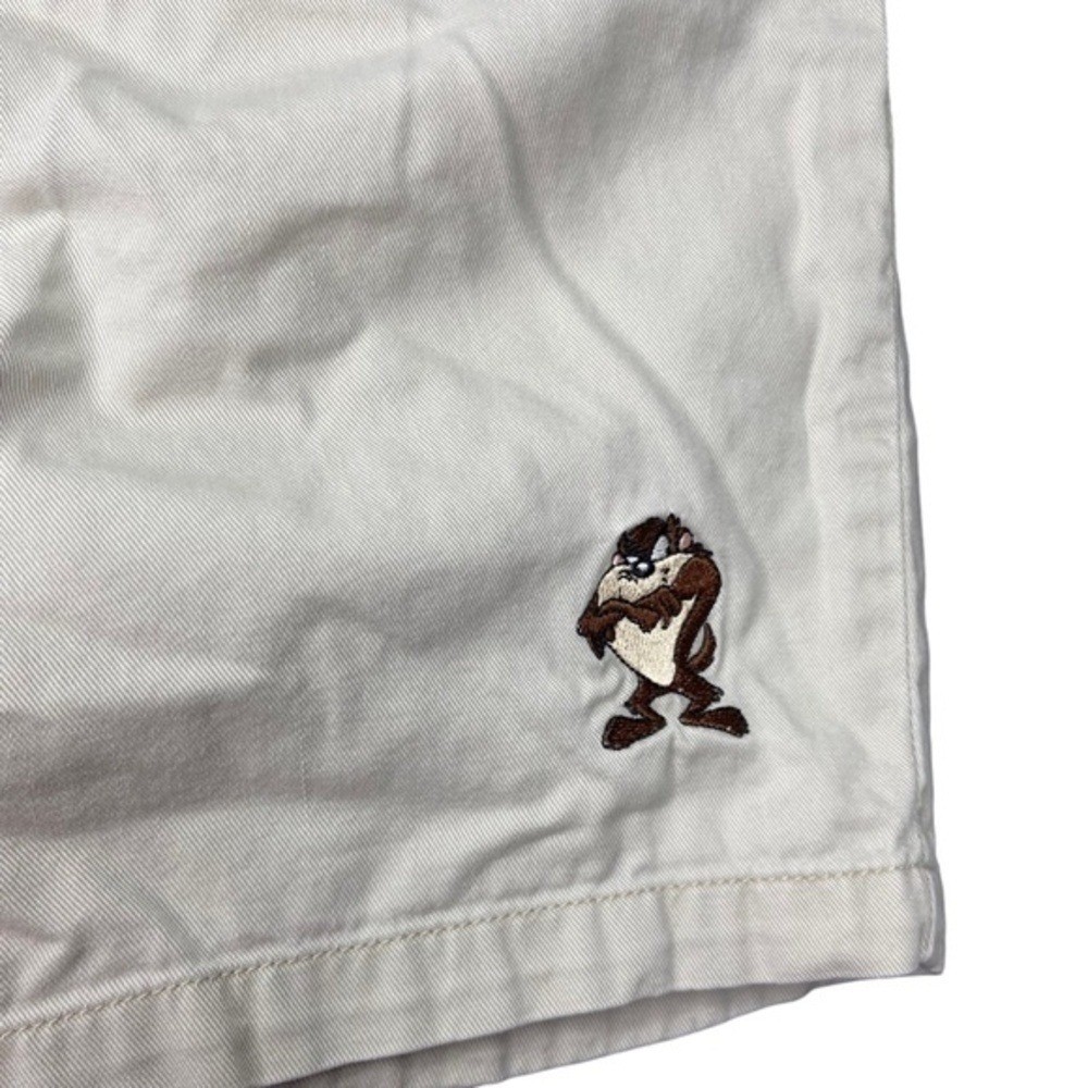 Vintage Shorts Warner Bros Studio Store Khaki Embroidered Taz High Waist Shorts