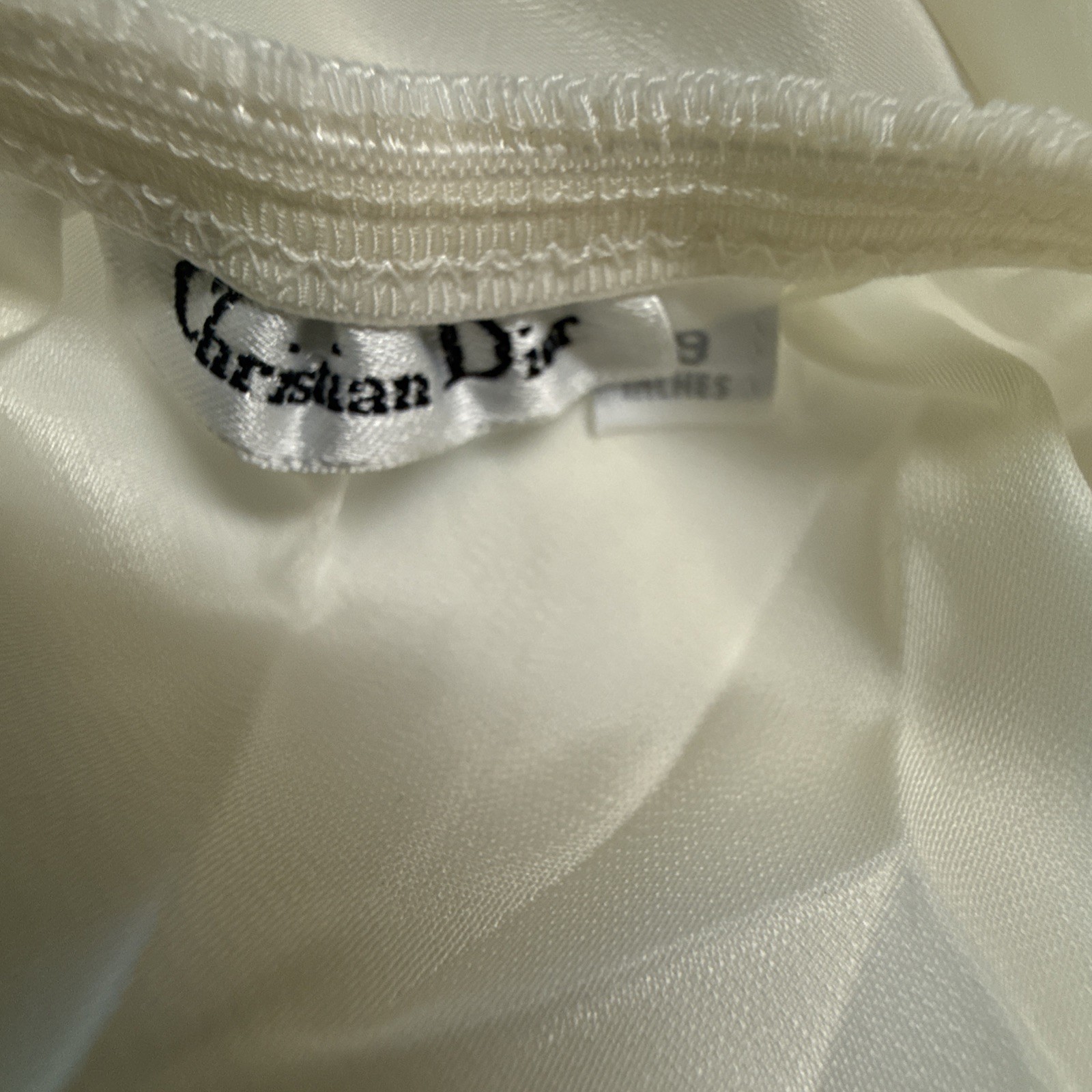 Christian Dior Vintage Cream Ivory Half Slip Lace Hem Med USA Made Nylon Blend
