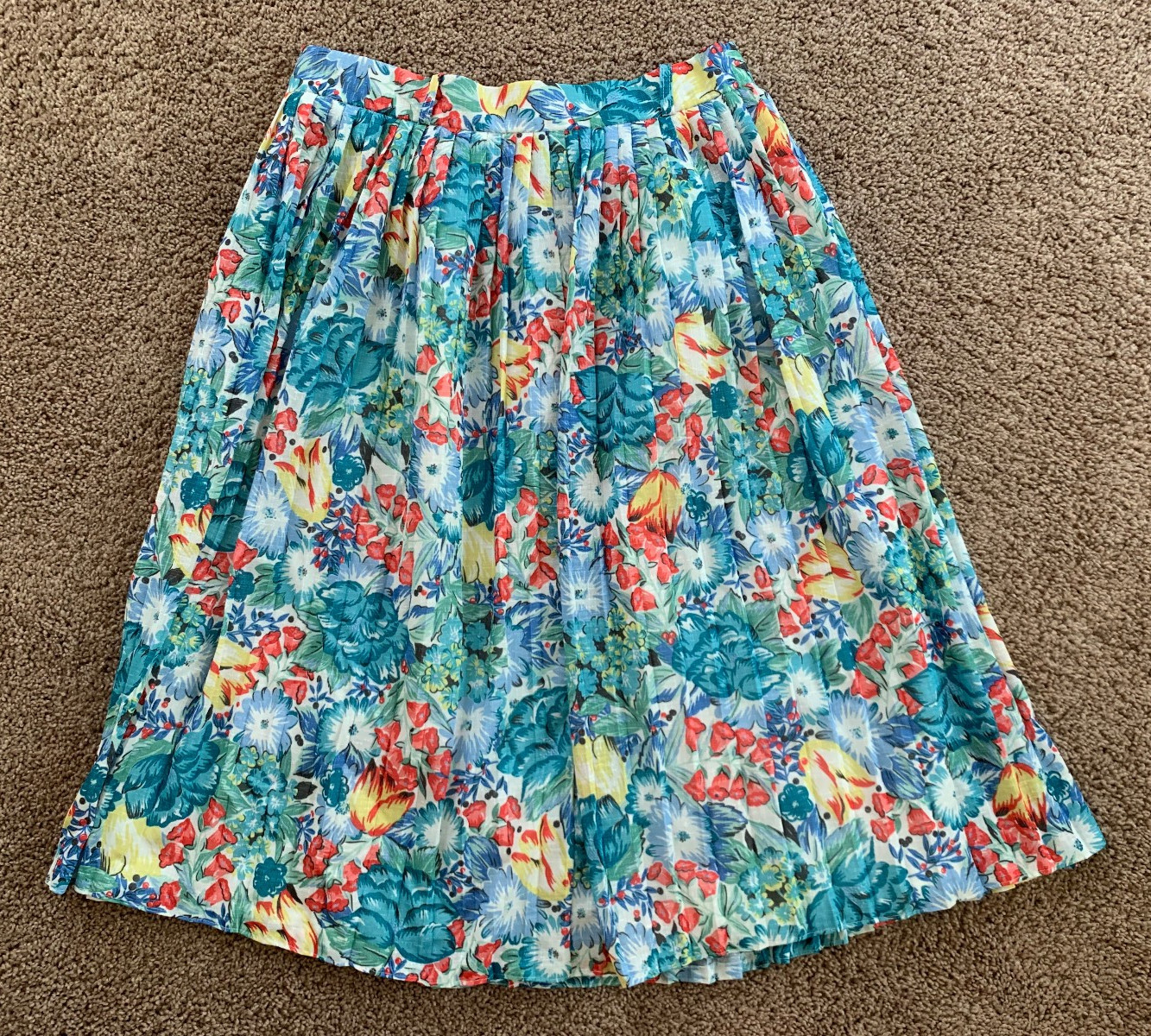 Vintage Lined Floral Pleated Made in West Germany Skirt Size 28&Prime; Waist NO BELT