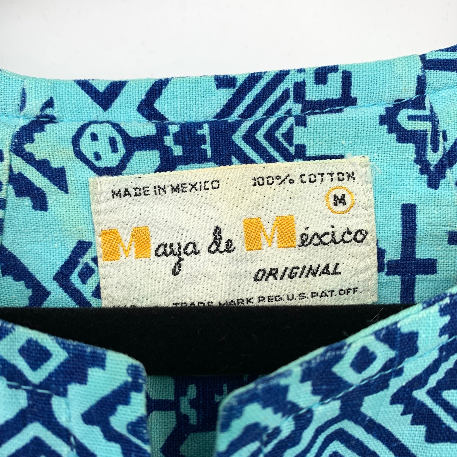 Vintage Maya De Mexico Original Shift Dress Womens Sz S/M Blue Bird Print *READ