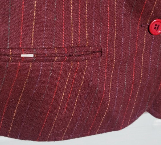 70s VTG Tailored Burgundy Pinstripe Blazer Jacket Wool Lined Pockets M Boss Lady