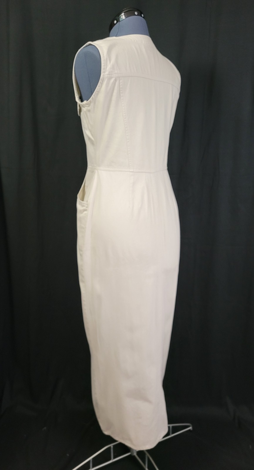 Vintage Access Light Khaki Button Down Sheath Dress Size Small