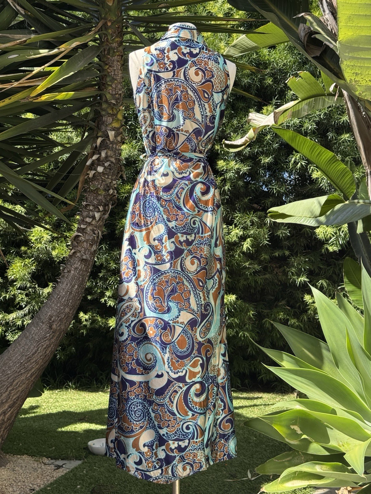 vintage 60s 70s psychedelic Long Maxi dress Palm Springs Dress M Large