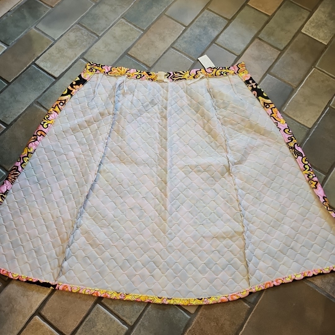 Vtg 60s Psychedelic Pink Shiny Acetate Quilted Maxi Skirt Button Down NEW W TAGS