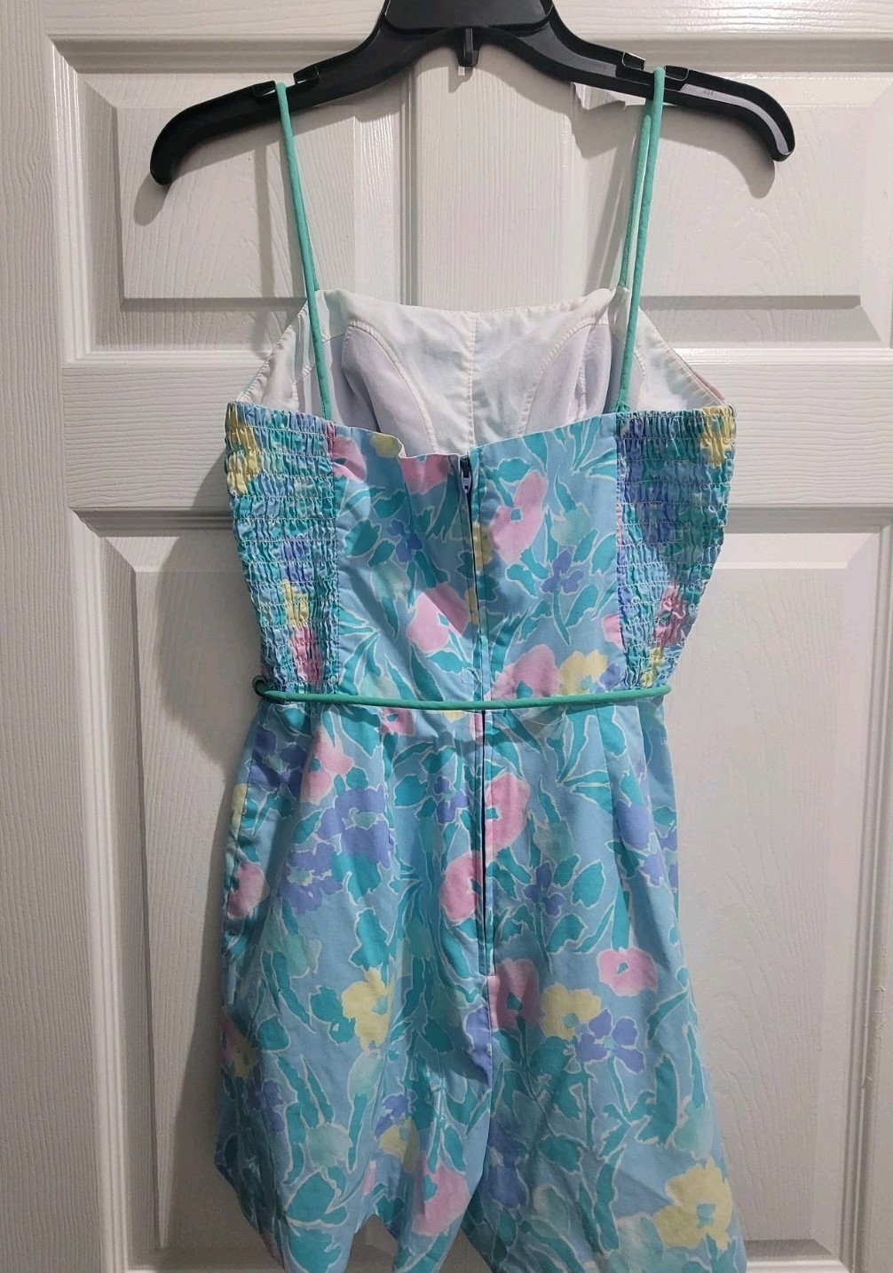 VTG 70s SEA WAVES POLYESTER COTTON SMOCKED BACK SWIMSUIT WOMENS SIZE 6