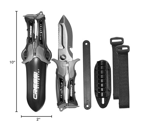 Cressi Alligator Underwater Knife-Scissors 420 Stainless Steel Snorkeling Dive