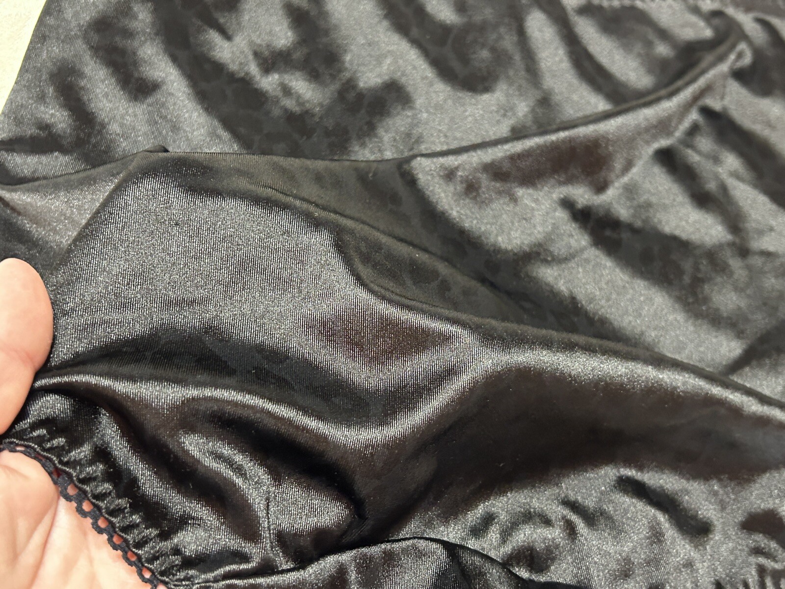Vtg MARILYN MONROE 7159-49 Second Skin Satin 2X Black Leopard Panties #219