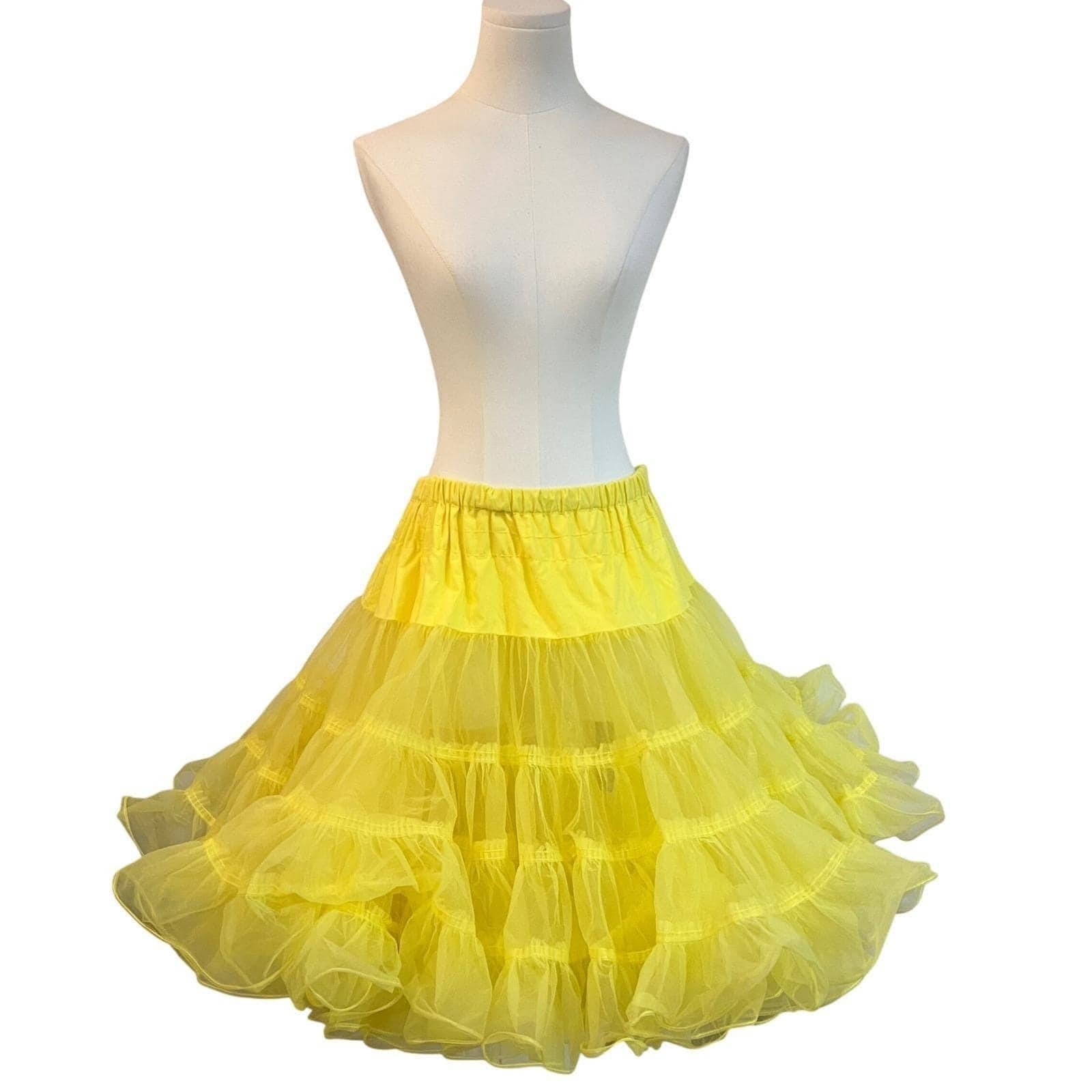 Vintage Malco Modes Yellow Nylon Petticoat Crinoline Rockabilly Skirt Large