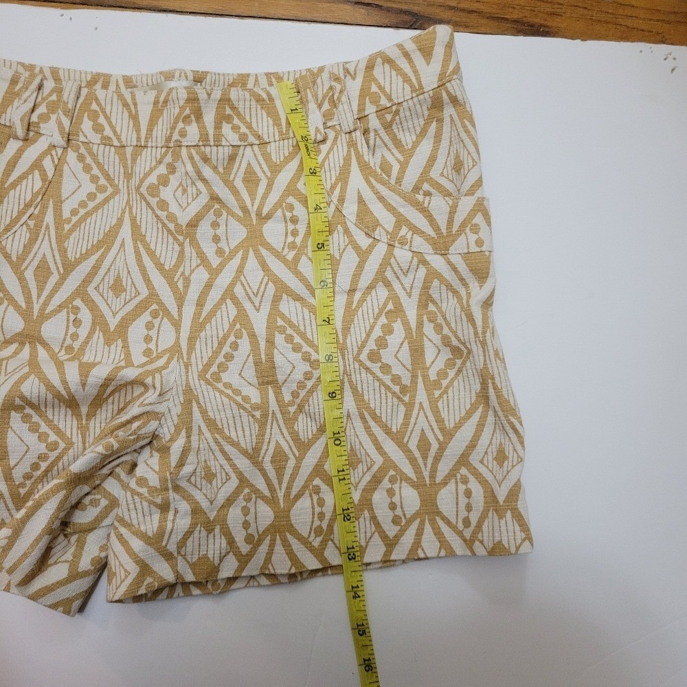 Anthropologie Elevenses Tiled Tide Shorts Mustard Yellow Tribal Boho
