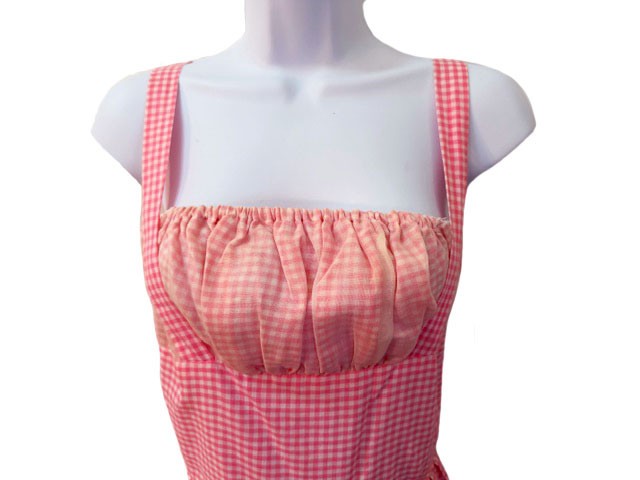 60s VTG Brigitte Bardot Style Handmade Pink Gingham Handmade Cotton Summer Dress