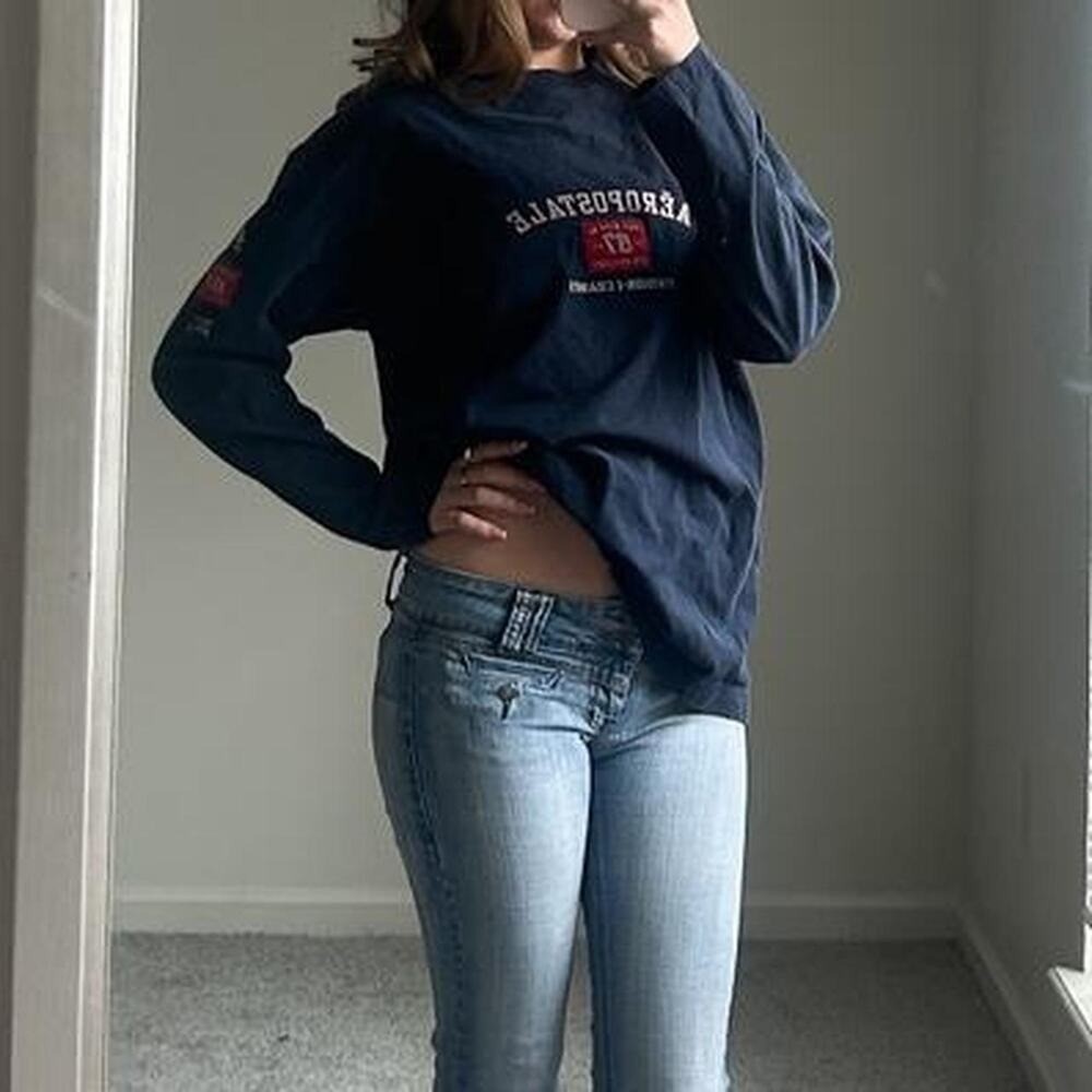 vintage oversized long sleeve navy thermal