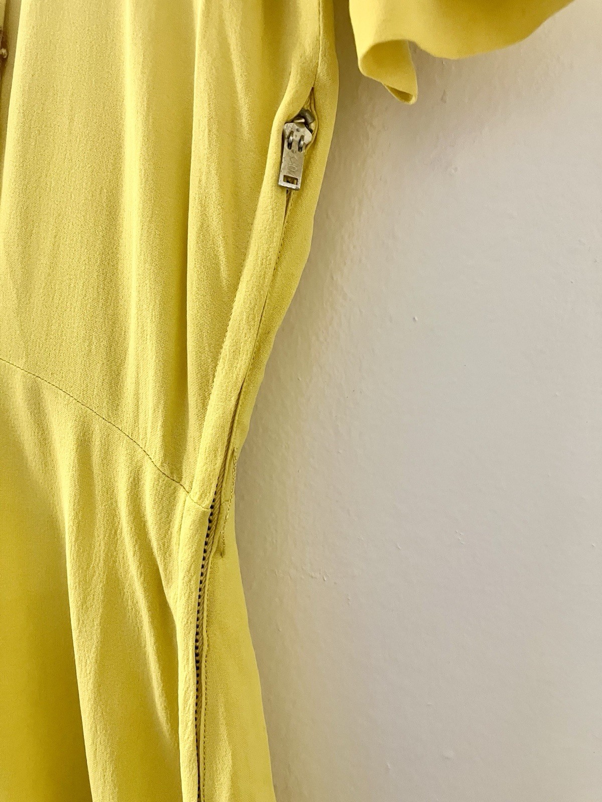 1940s Vintage Yellow Crepe Purple Flowers Embroidered Long Dress Gown Sz S AS IS