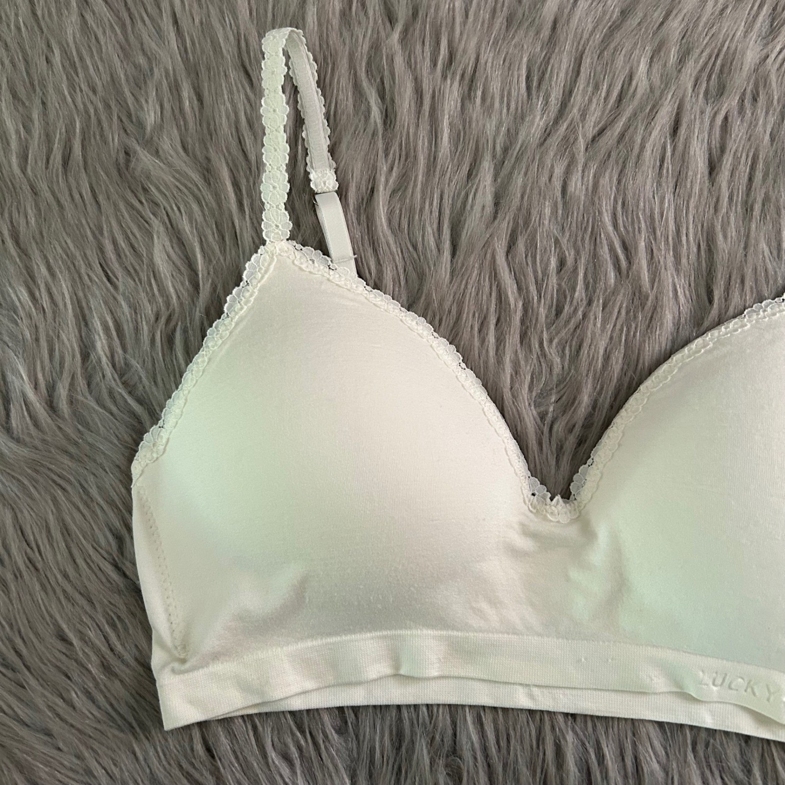 Lucky Brand Wireless Lightly Lined Bra Womens Size Large White Wirefree Bralete