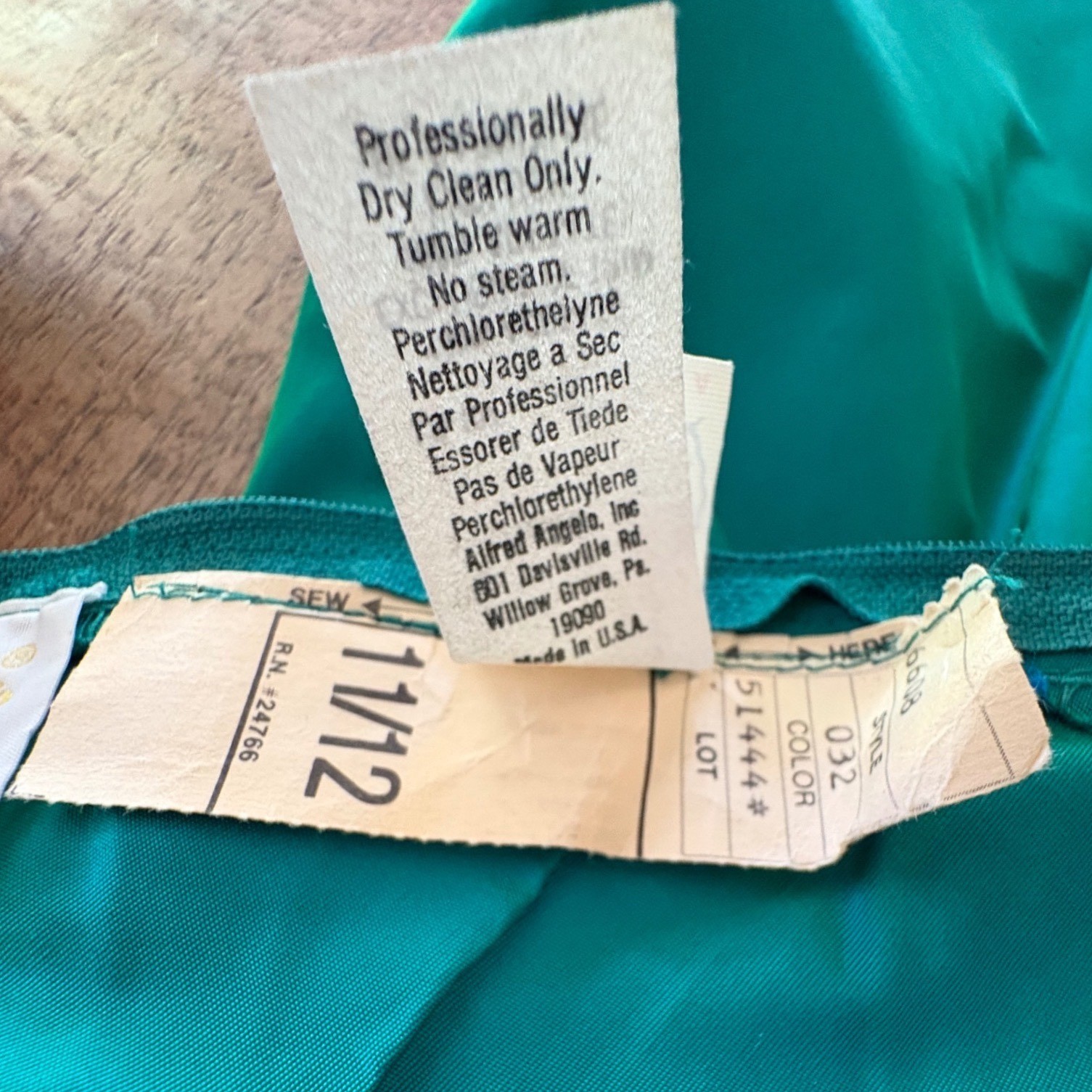 Dance Allure Alfred Angelo Teal One Shoulder Taffeta Gown 80s Prom 11/12