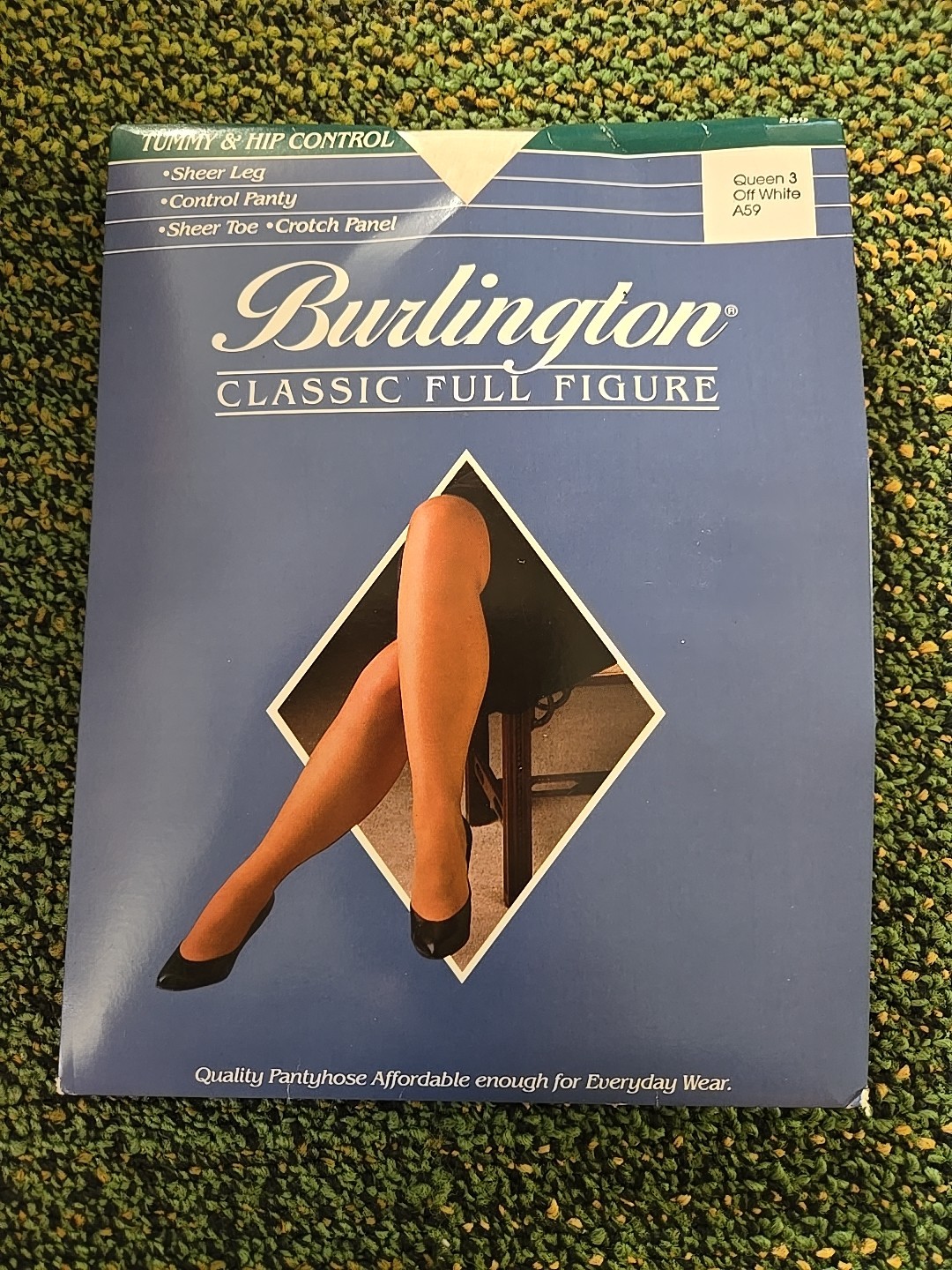 Burlington Classic Full Figure Queen 3 Off White Sheer Pantyhose